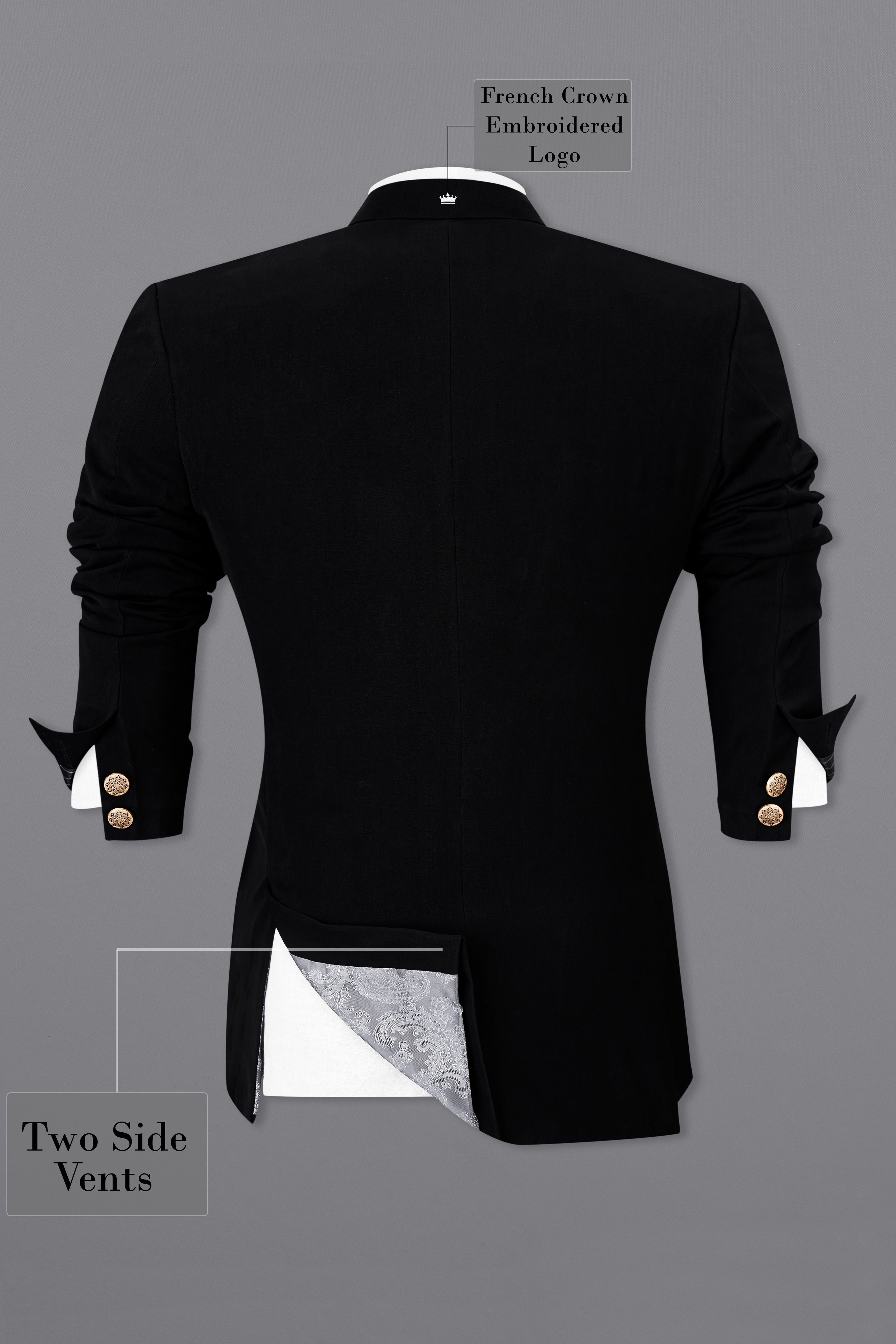 Noirex-Korean Black (The Best Black We Have) Bandhgala 4-Way Stretch Blazer