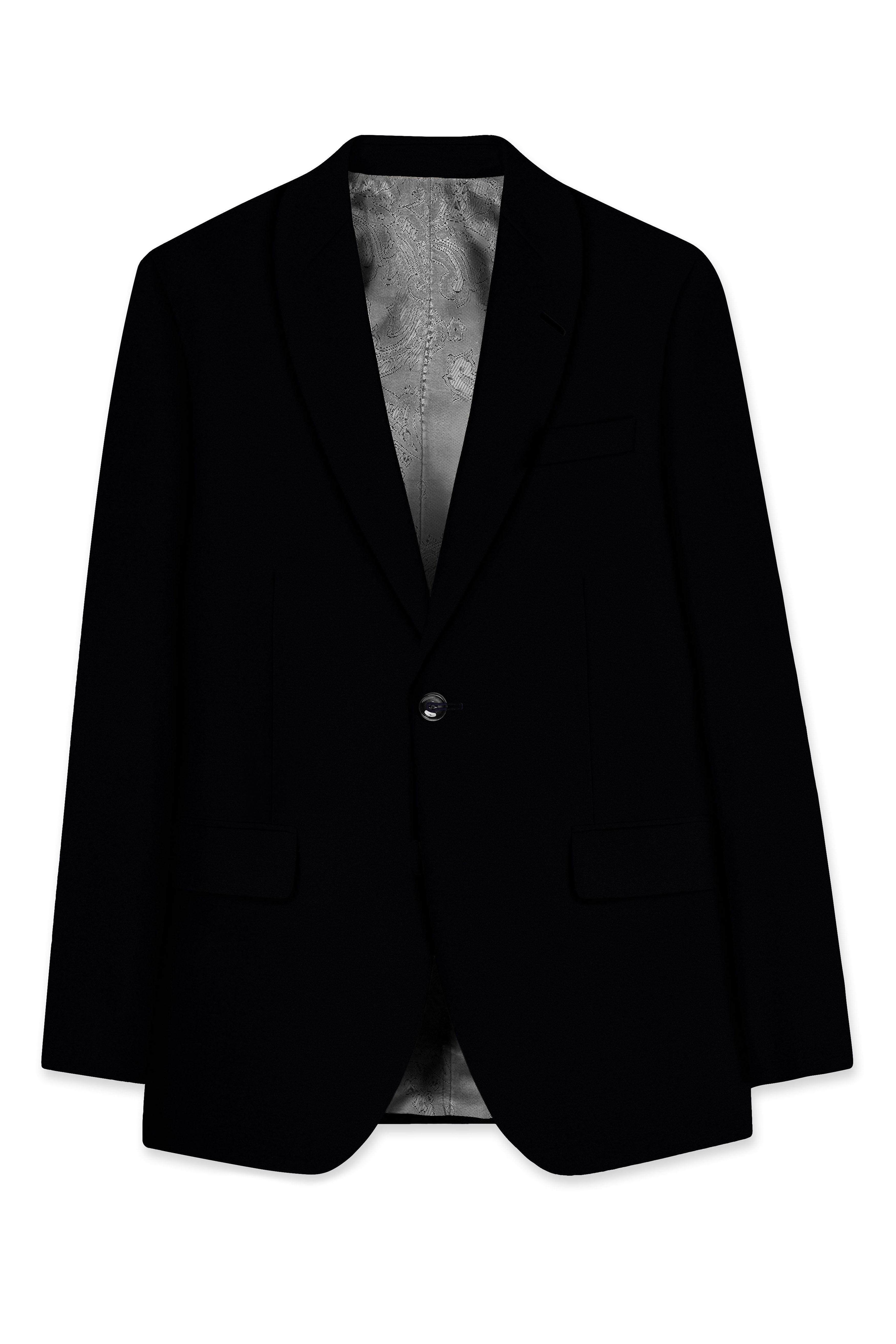 Noirex-Korean Black (The Best Black We Have) Tuxedo Designer 4-Way Stretch Wrinkle-Free Blazer