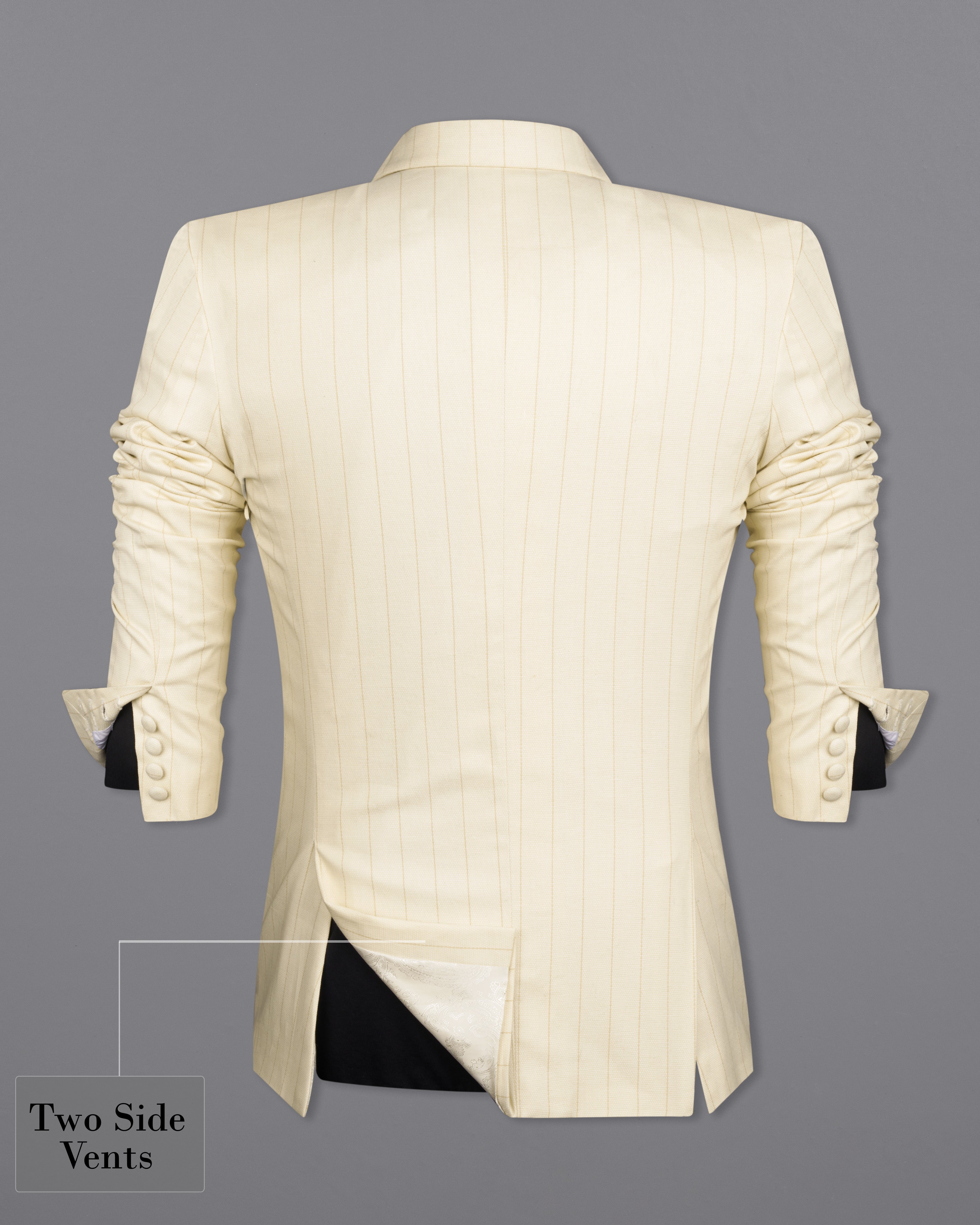 Eggshell Cream Striped Designer Blazer BL2614-SBP-D272-36, BL2614-SBP-D272-38, BL2614-SBP-D272-40, BL2614-SBP-D272-42, BL2614-SBP-D272-44, BL2614-SBP-D272-46, BL2614-SBP-D272-48, BL2614-SBP-D272-50, BL2614-SBP-D272-52, BL2614-SBP-D272-54, BL2614-SBP-D272-56, BL2614-SBP-D272-58, BL2614-SBP-D272-60