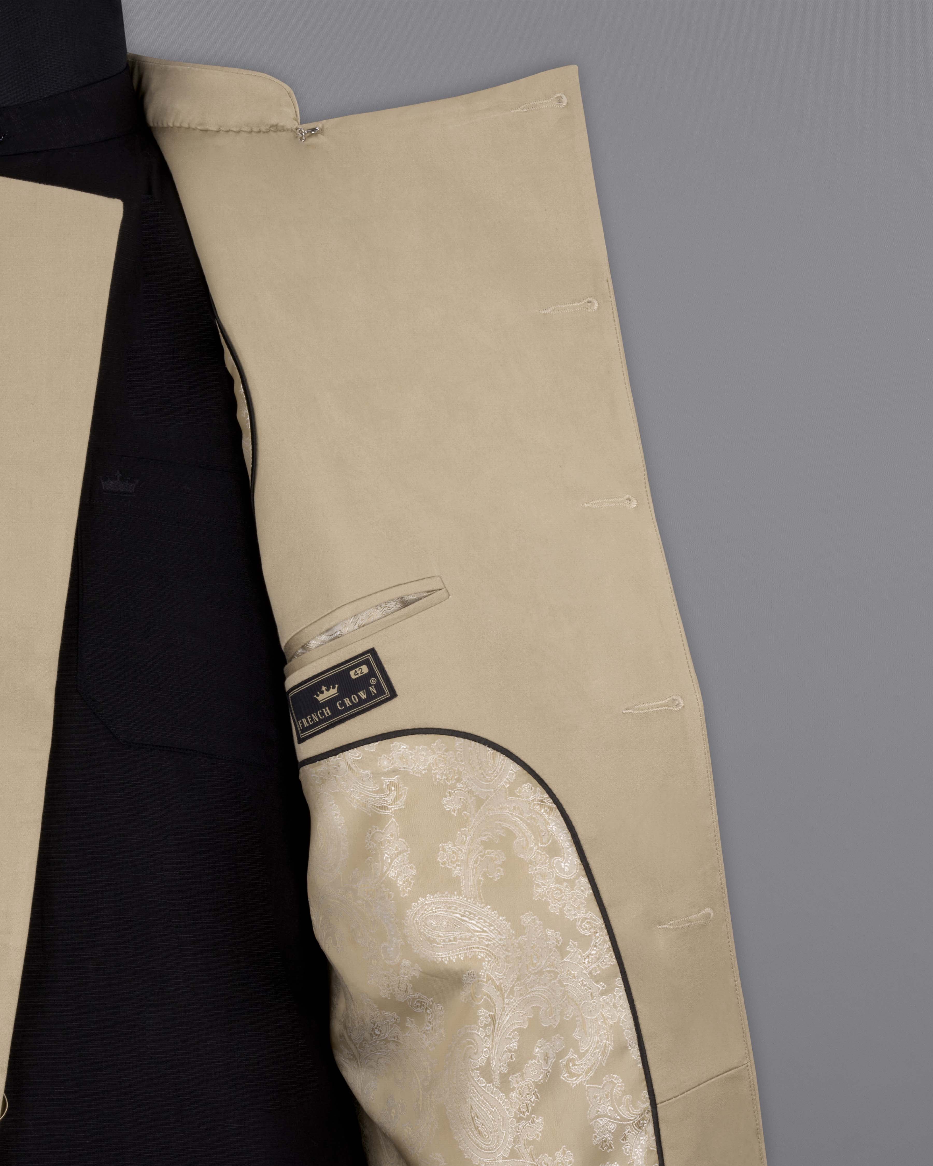 Quicksand Brown Stretchable Cross Placket Bandhgala Premium Cotton traveler Blazer