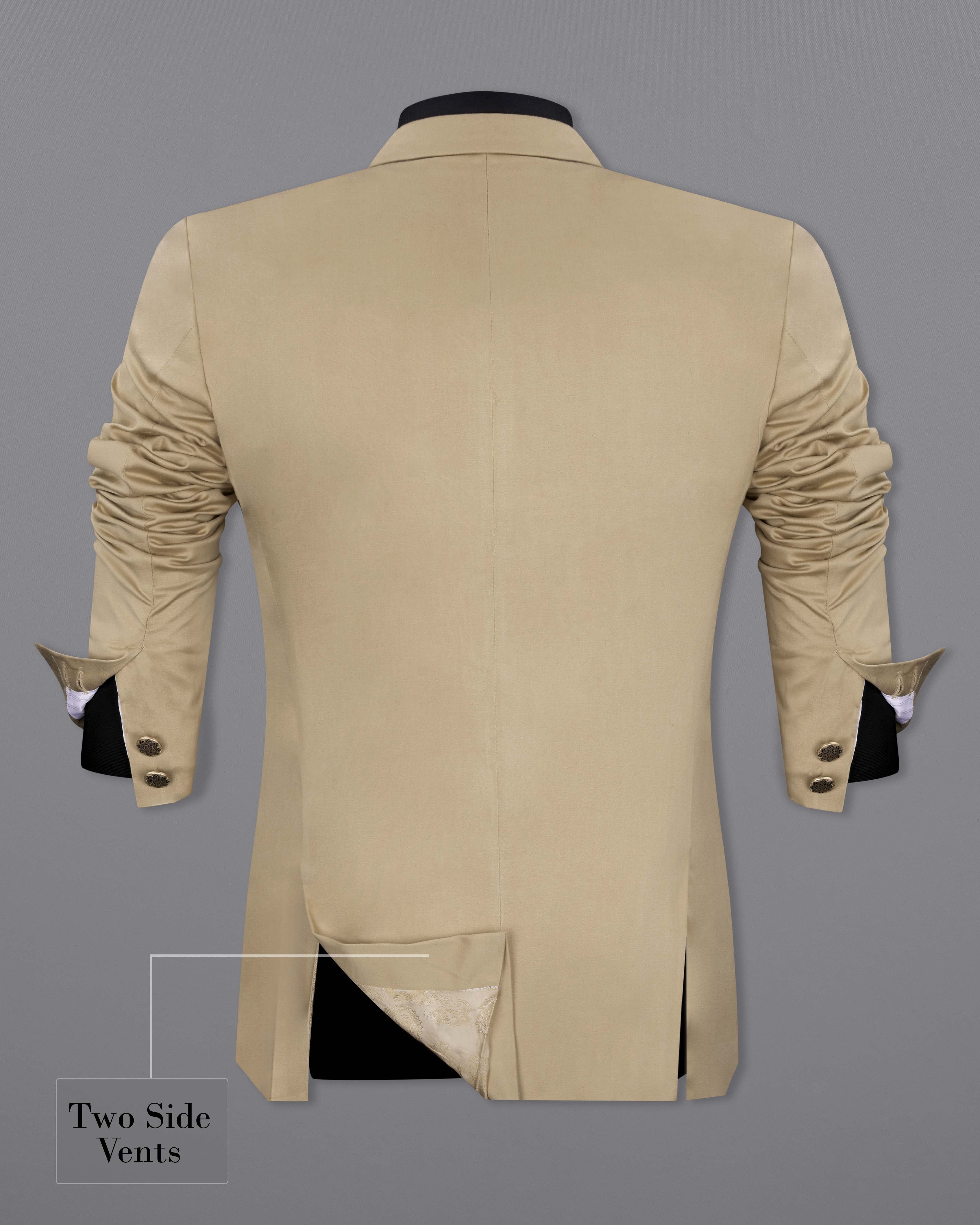 Quicksand Brown Stretchable Cross Placket Bandhgala Premium Cotton traveler Blazer