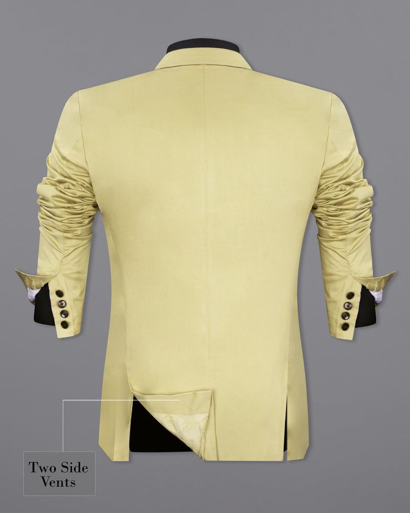 Maize Light Brown Stretchable Double Breasted Premium Cotton traveler Blazer