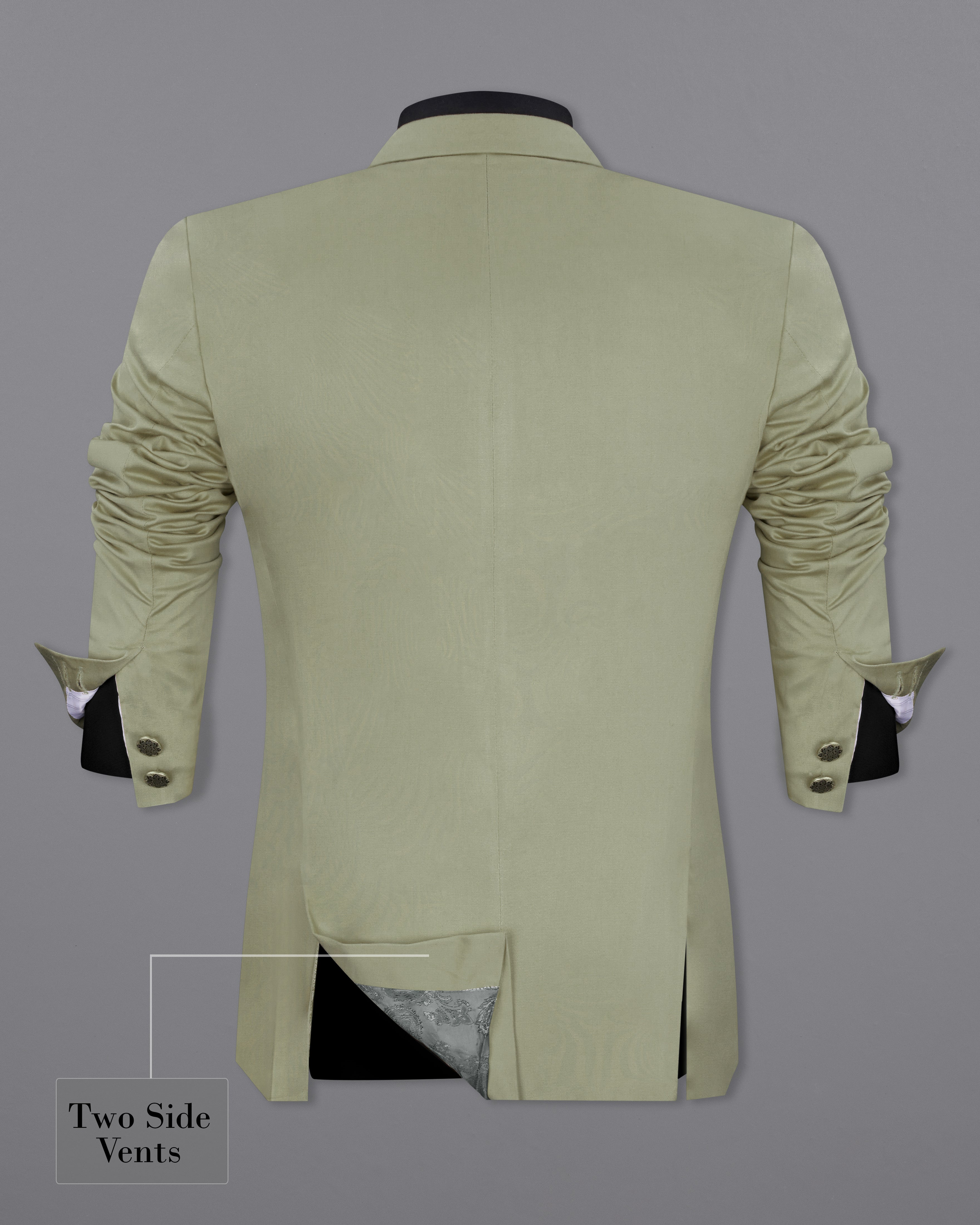 Granite Green Cross Placket Bandhgala Premium Cotton Stretchable traveler Blazer