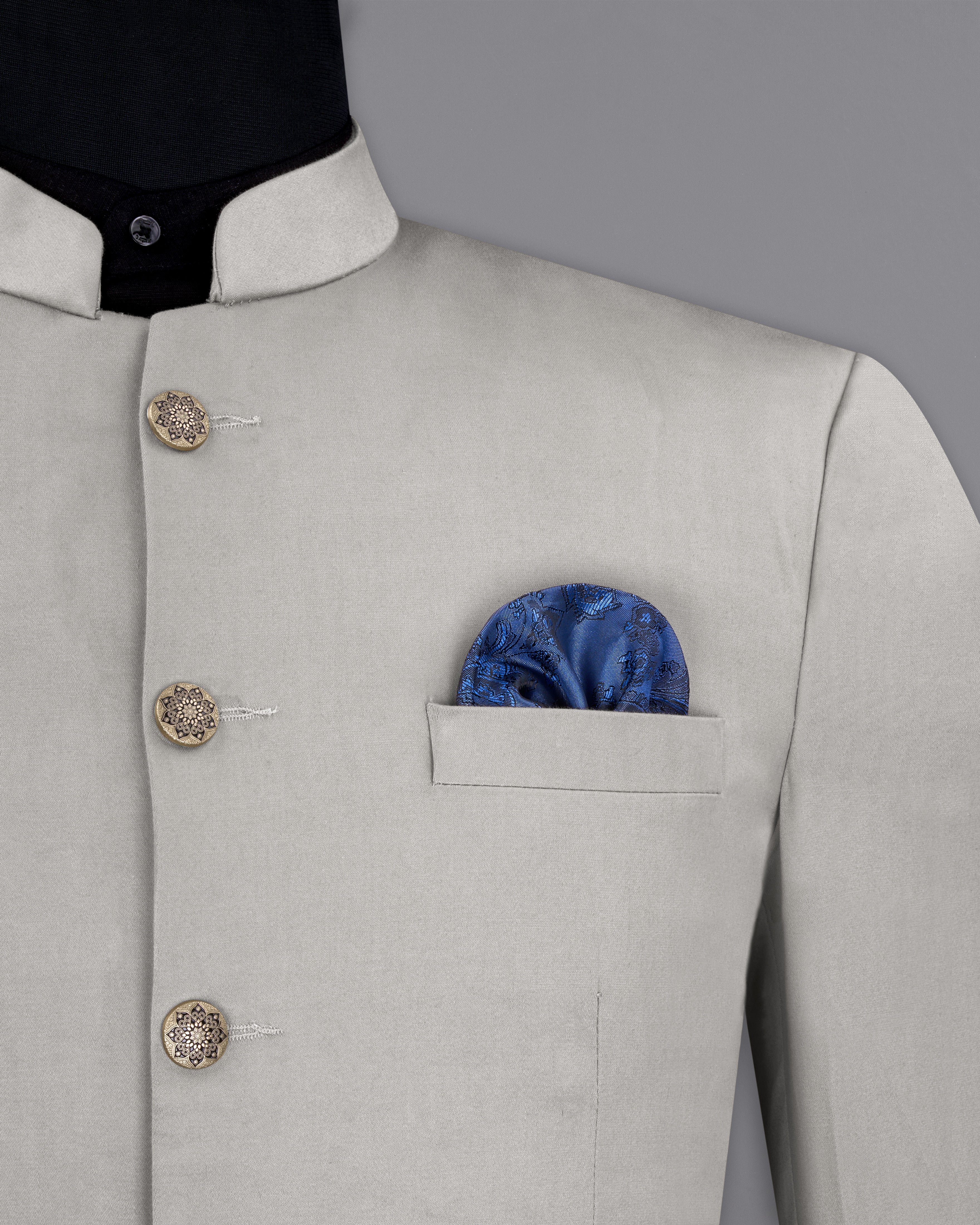 Martini Gray Bandhgala Premium Cotton Stretchable traveler Blazer