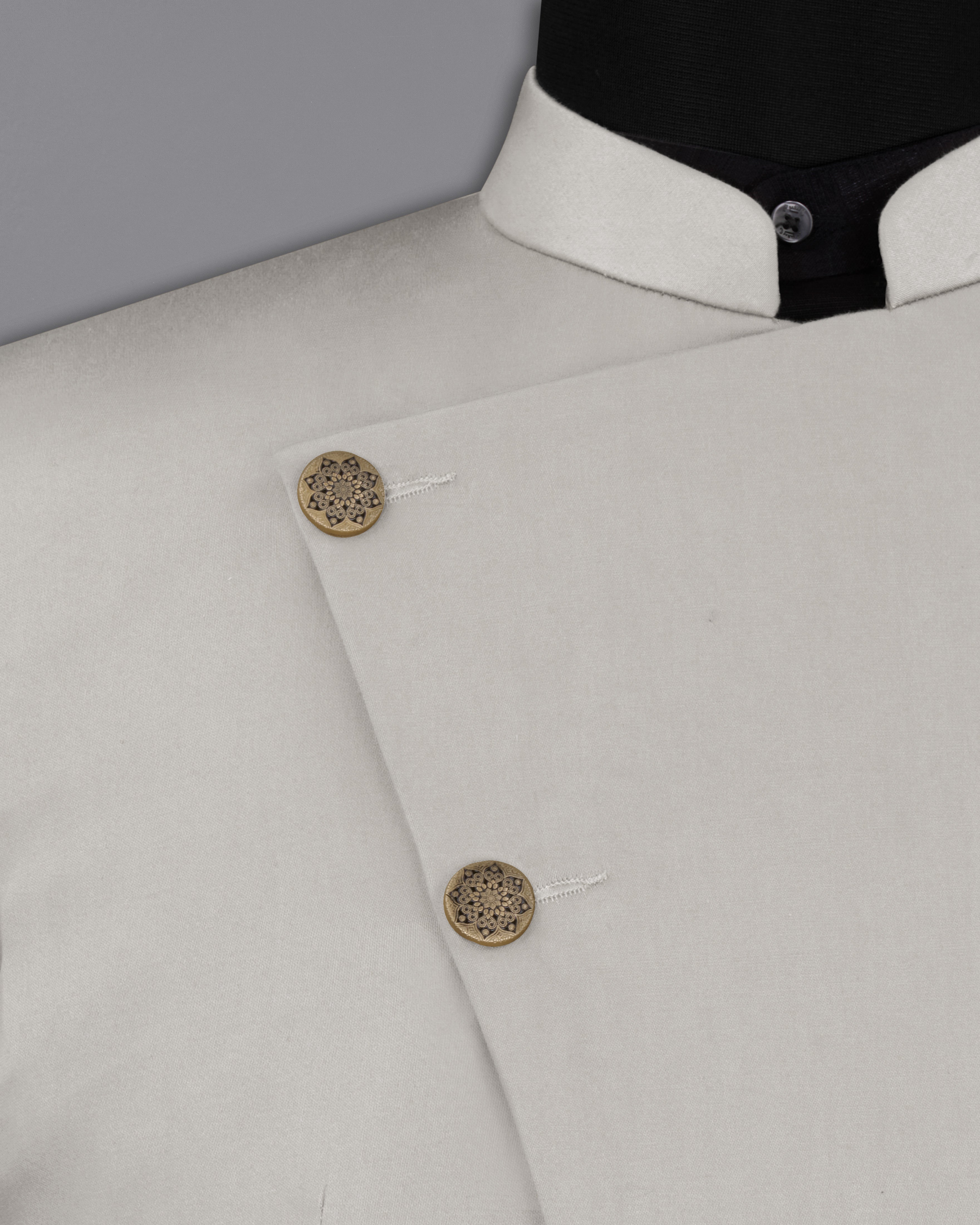 Martini Gray Cross Placket Bandhgala Premium Cotton Stretchable traveler Blazer