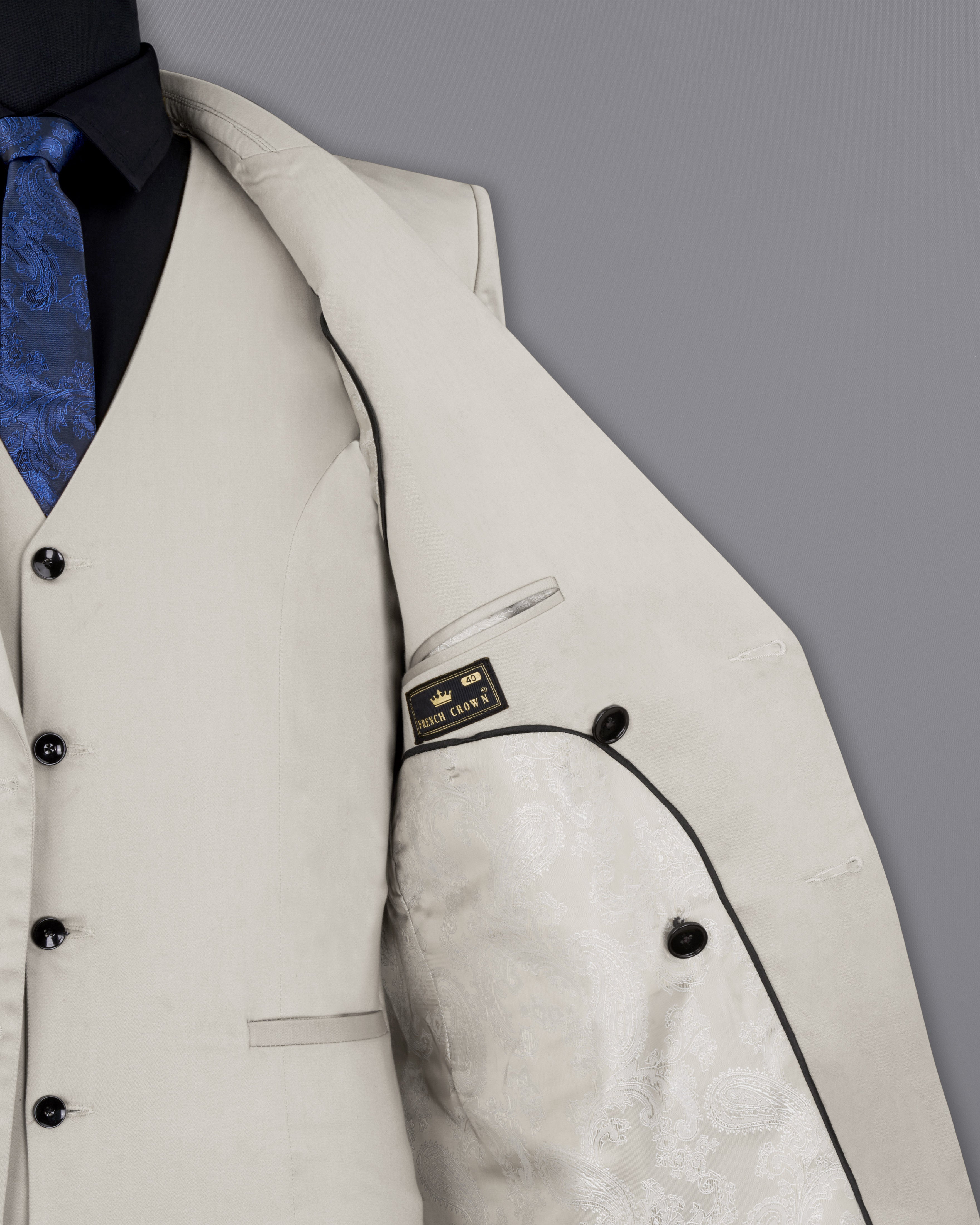 Sisal Light Gray Stretchable Double Breasted Premium Cotton traveler Blazer