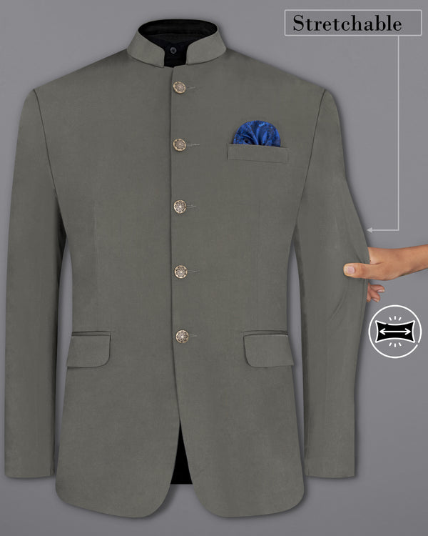 Ironside Gray Bandhgala Premium Cotton Stretchable traveler Blazer