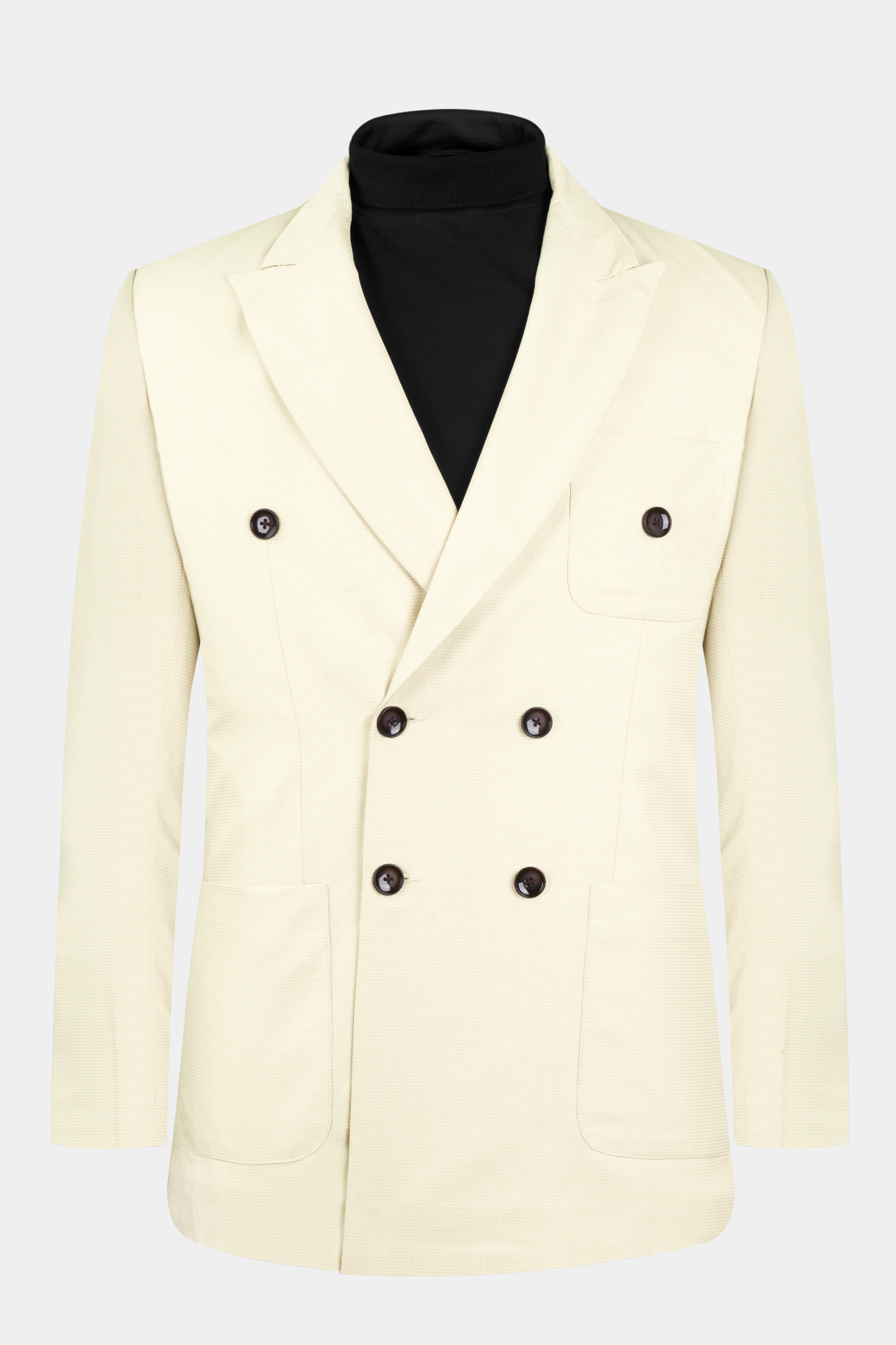 Pale Spring Cream Double-Breasted Sports Blazer