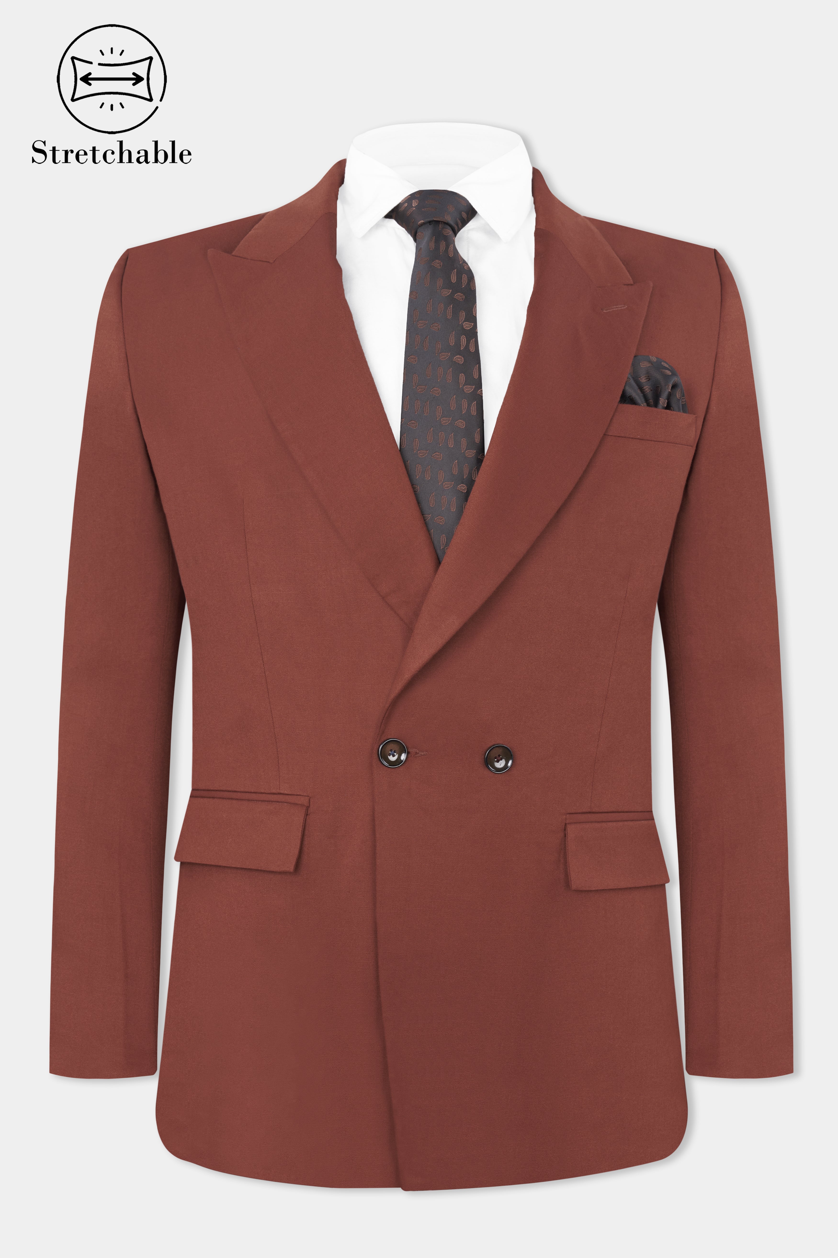 Ironstone Red Stretchable Double-Breasted traveler Blazer