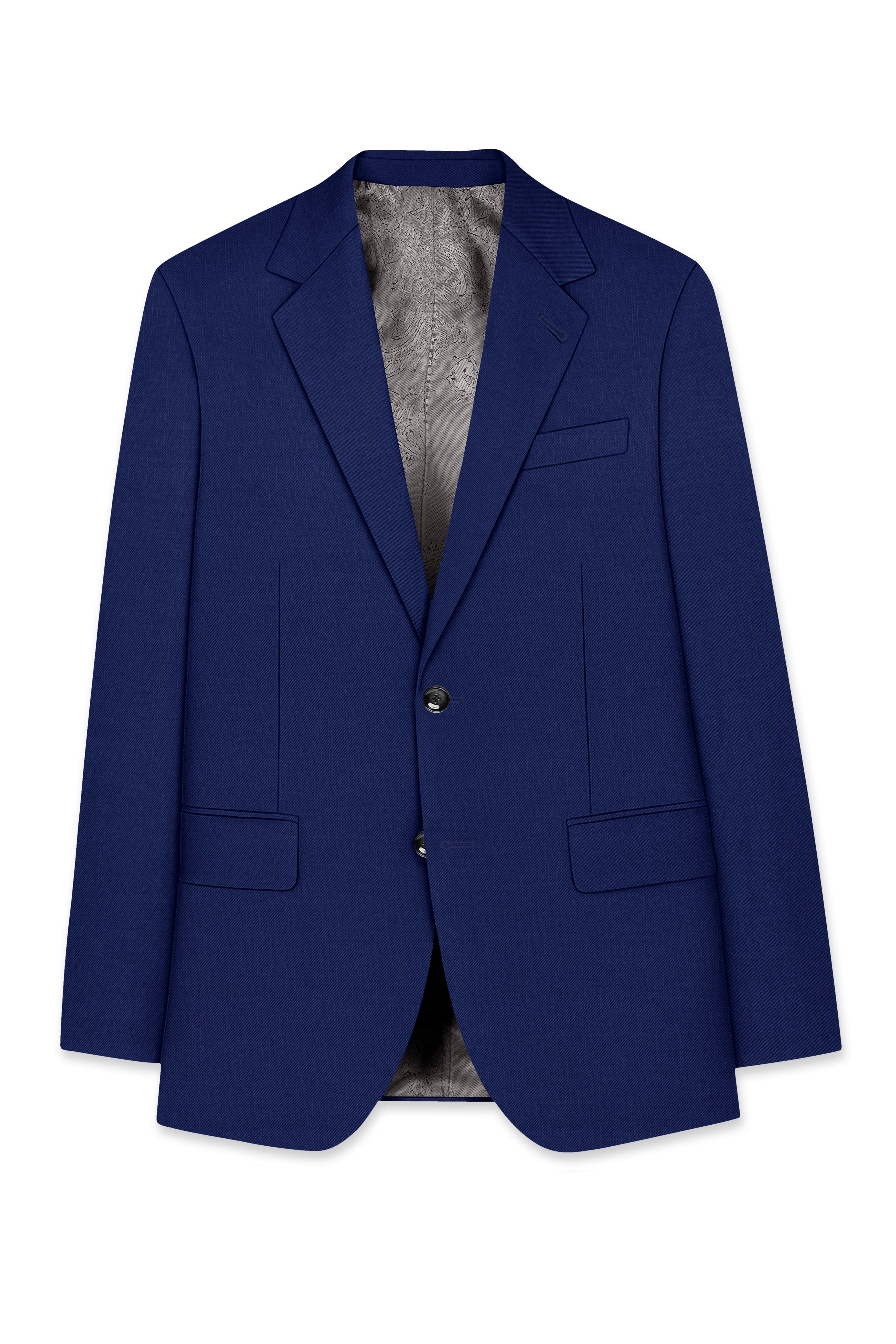 Rhino Blue Stretchable Single-Breasted traveler Blazer