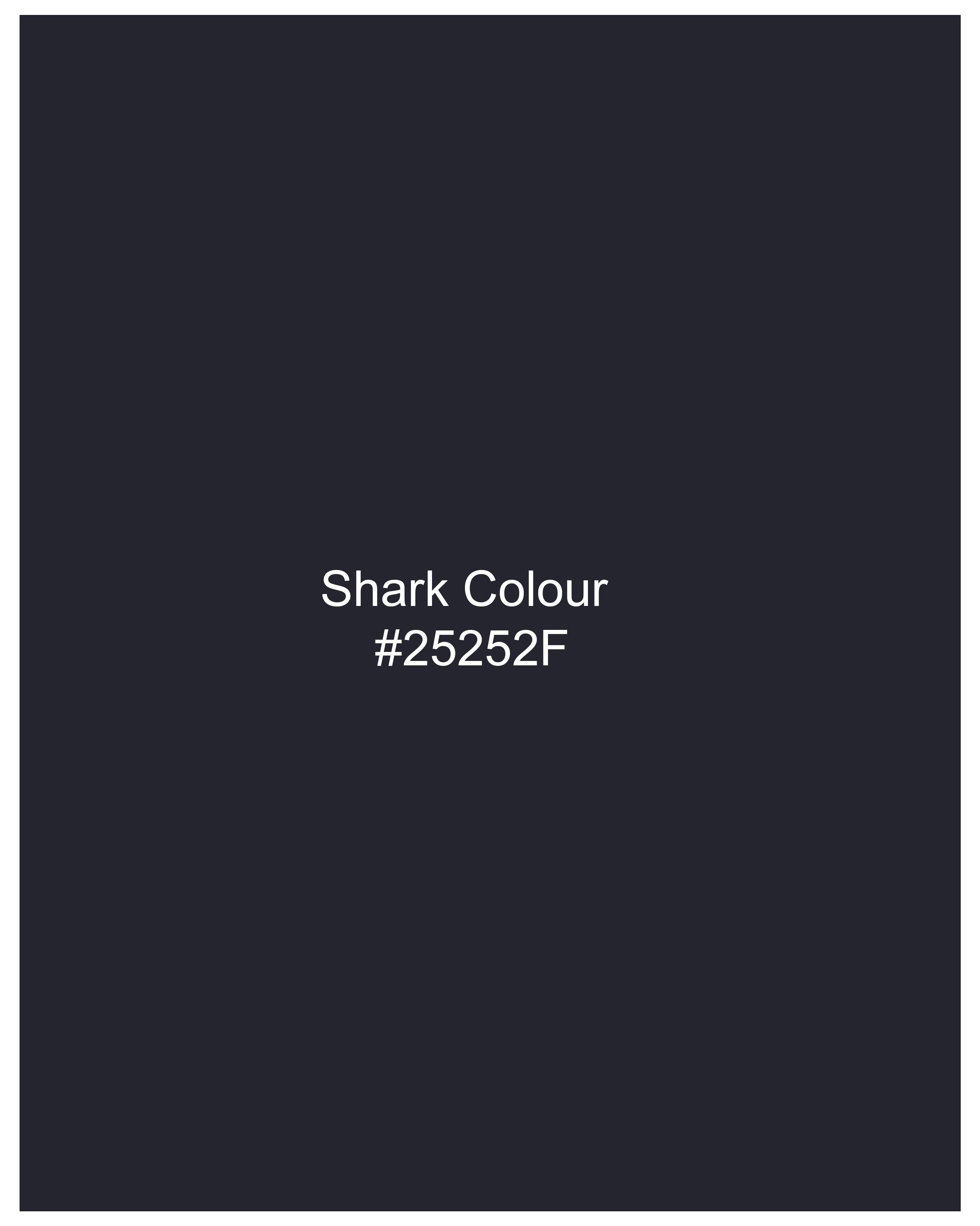 Shark Navy Blue Subtle Windowpane Double-Breasted Blazer