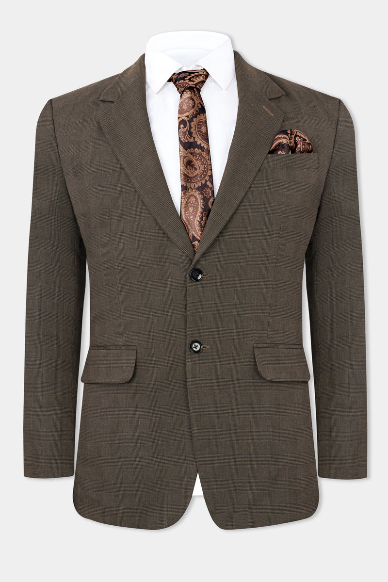 Taupe Coffee Brown Single-Breasted Blazer