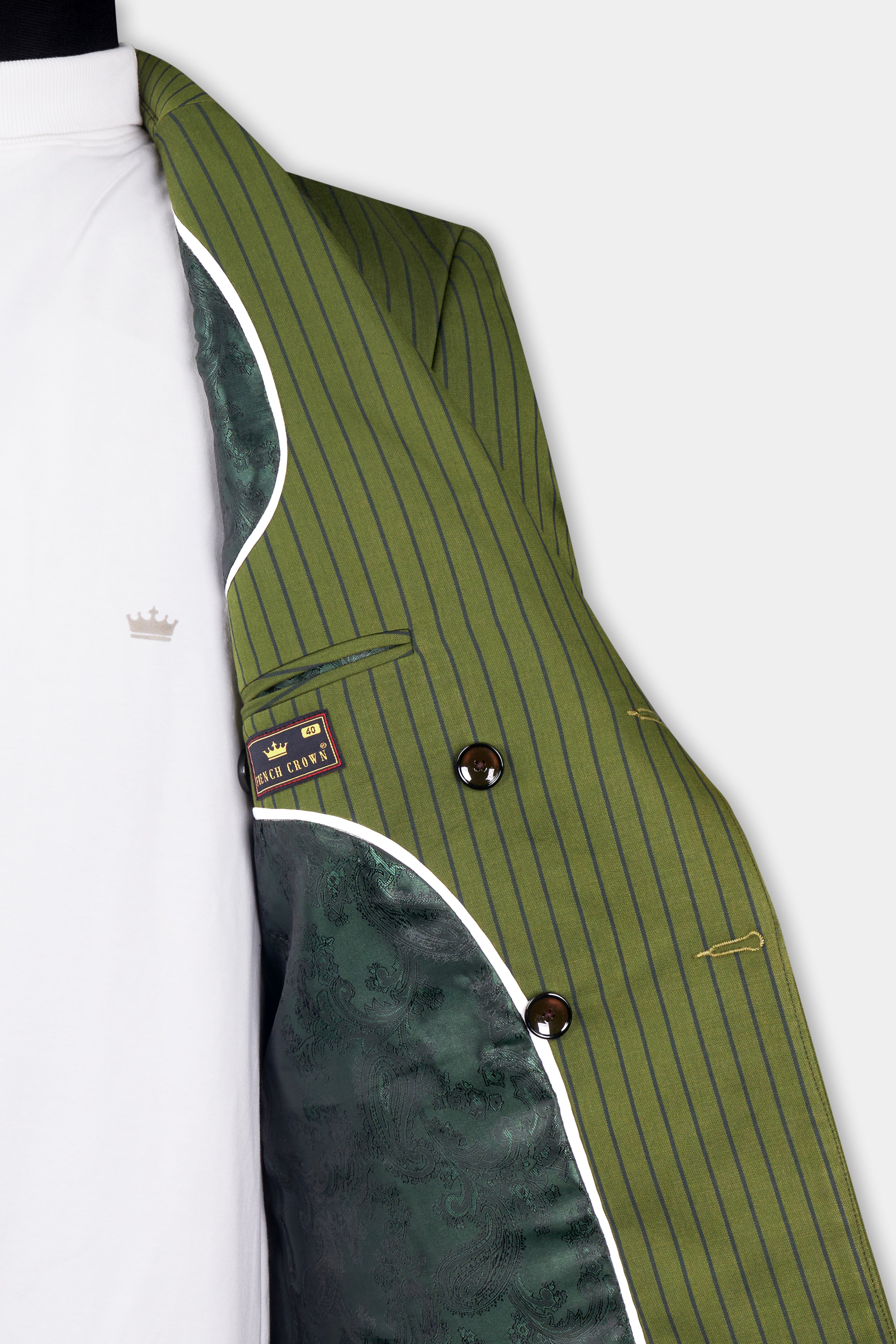 Hemlock Green Striped Double Breasted Sports Blazer