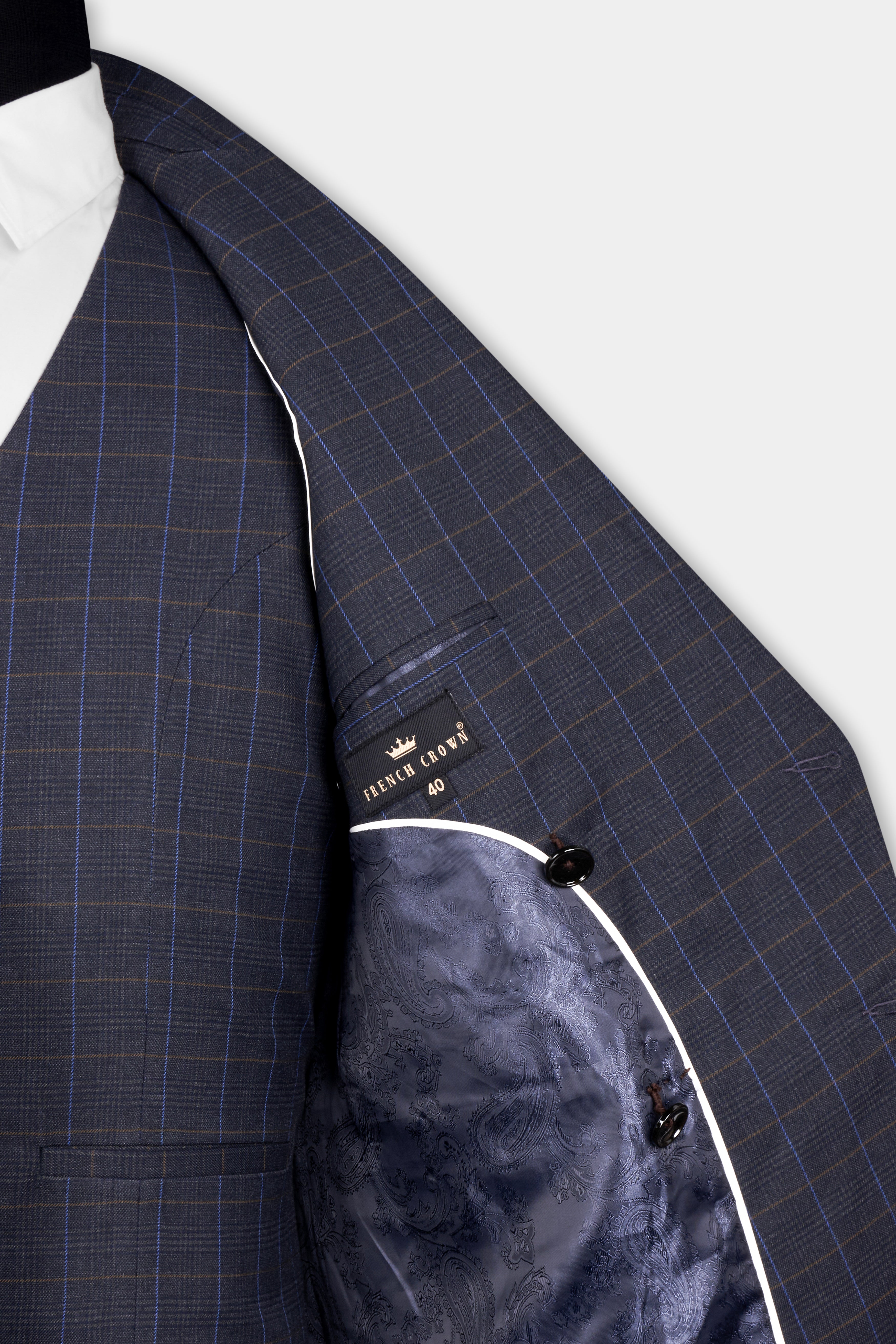 Iridium Violet Windowpane Double Breasted Blazer