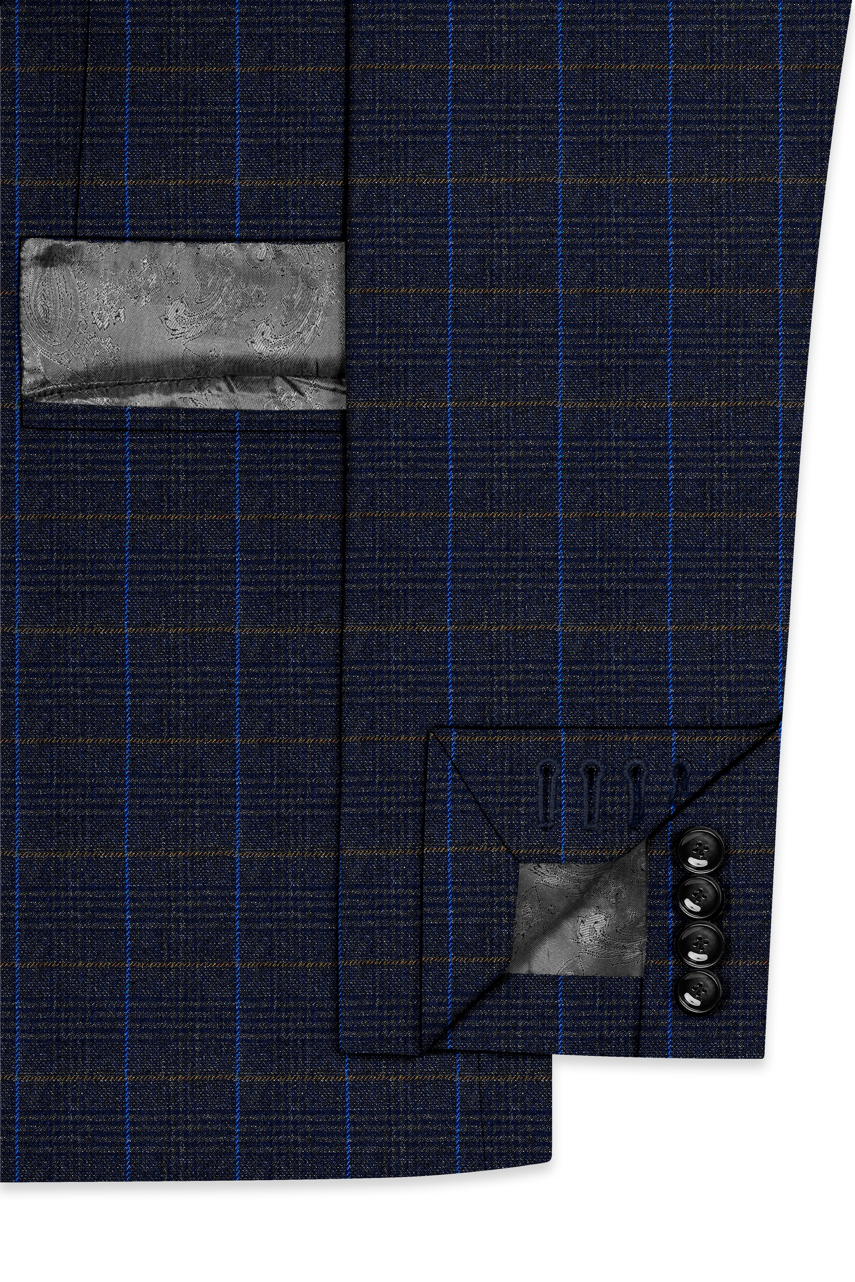 Iridium Violet Windowpane Double Breasted Blazer