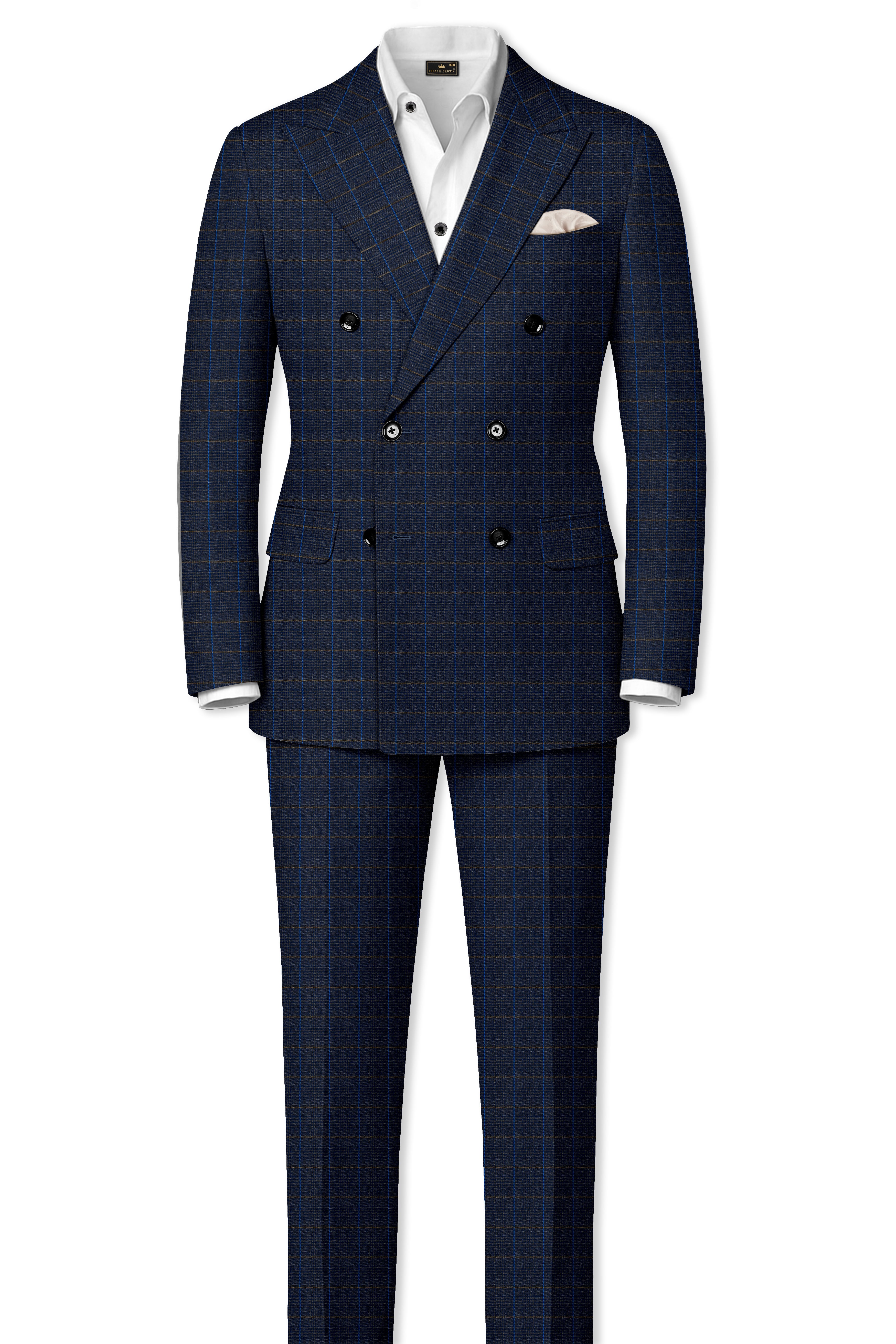 Iridium Violet Windowpane Double Breasted Blazer