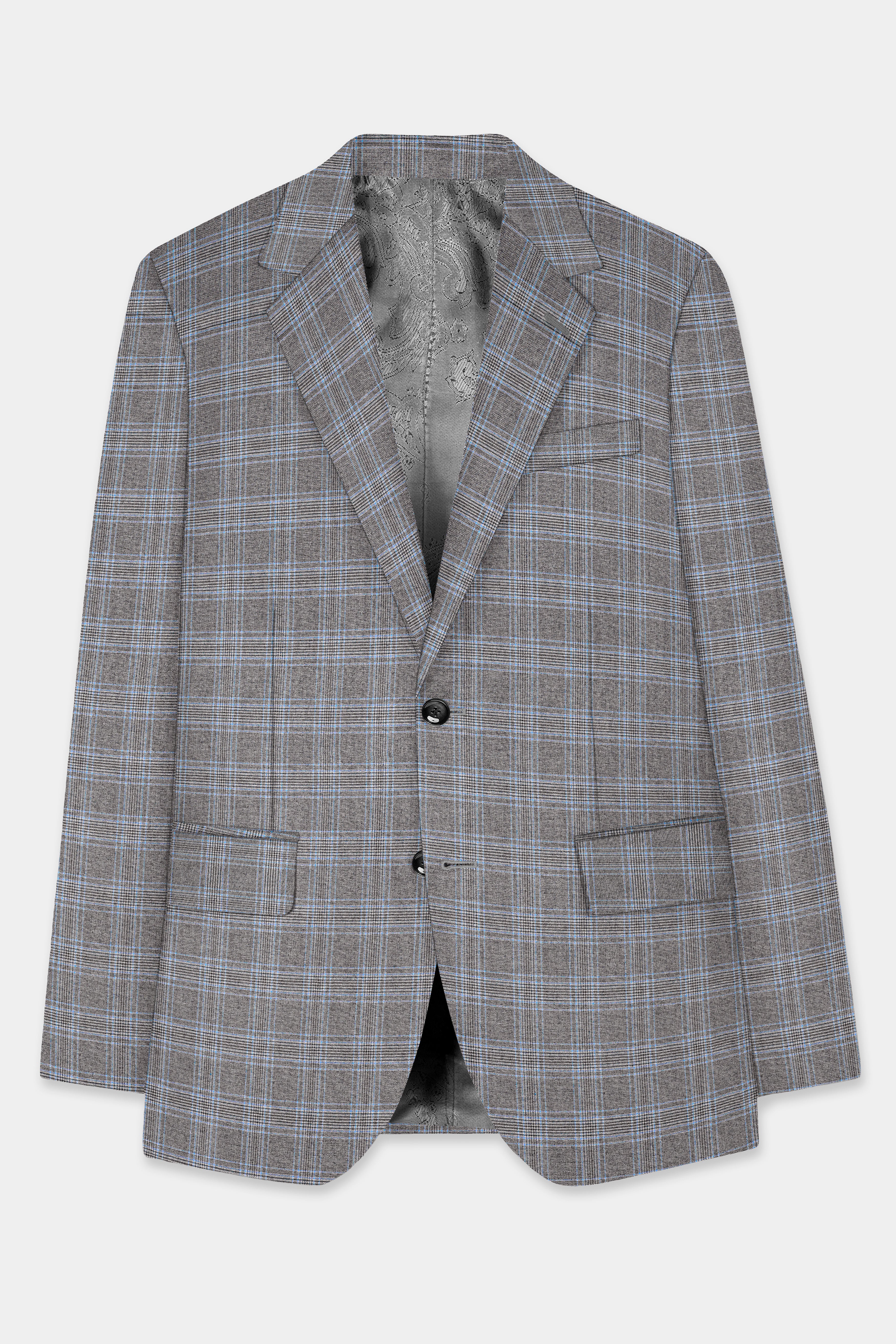 Dorado Brown with Casper Gray Plaid Wool Rich Single Breasted Blazer