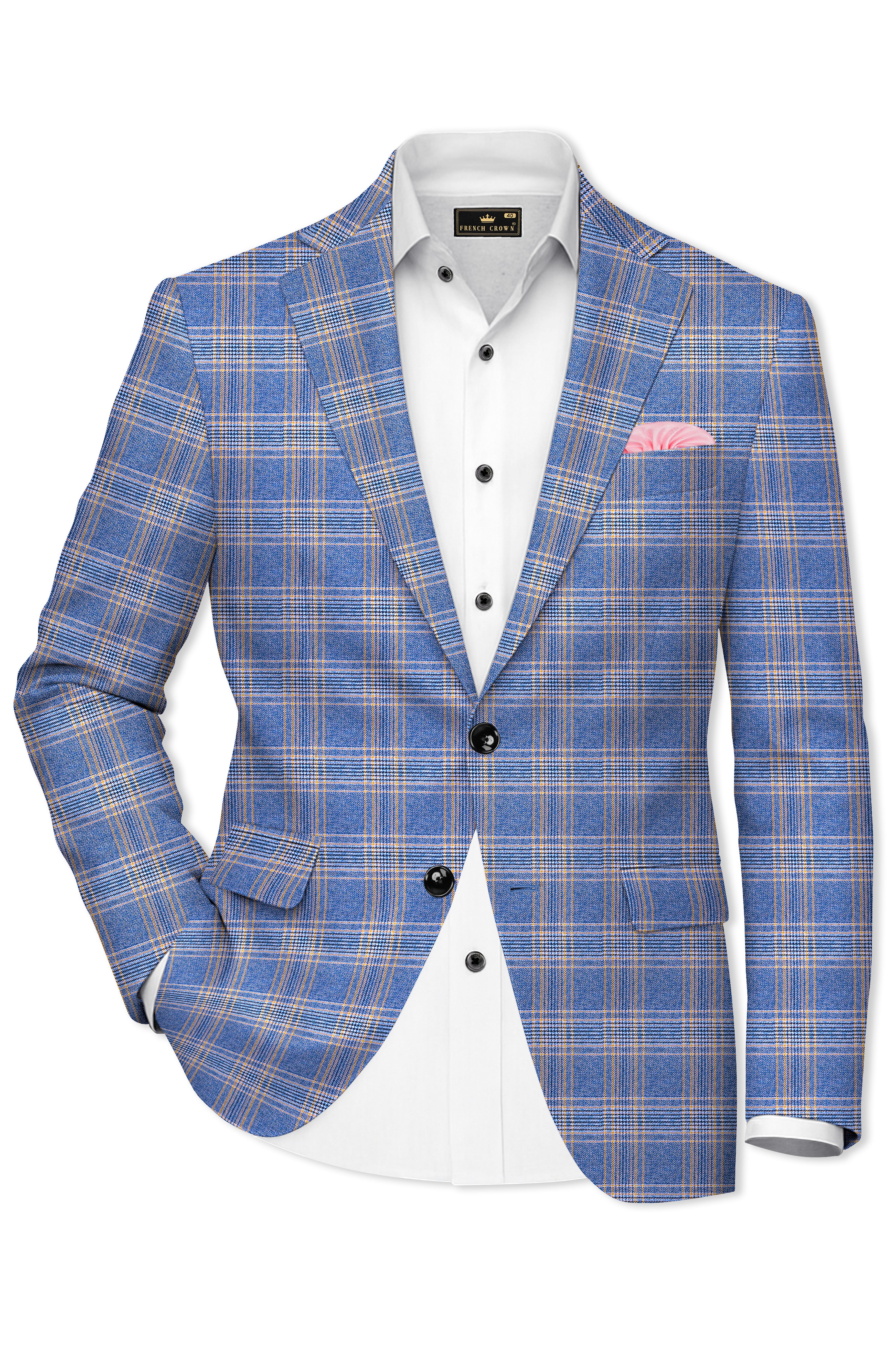 Waikawa Blue Plaid Single Breasted Wool Rich Blazer