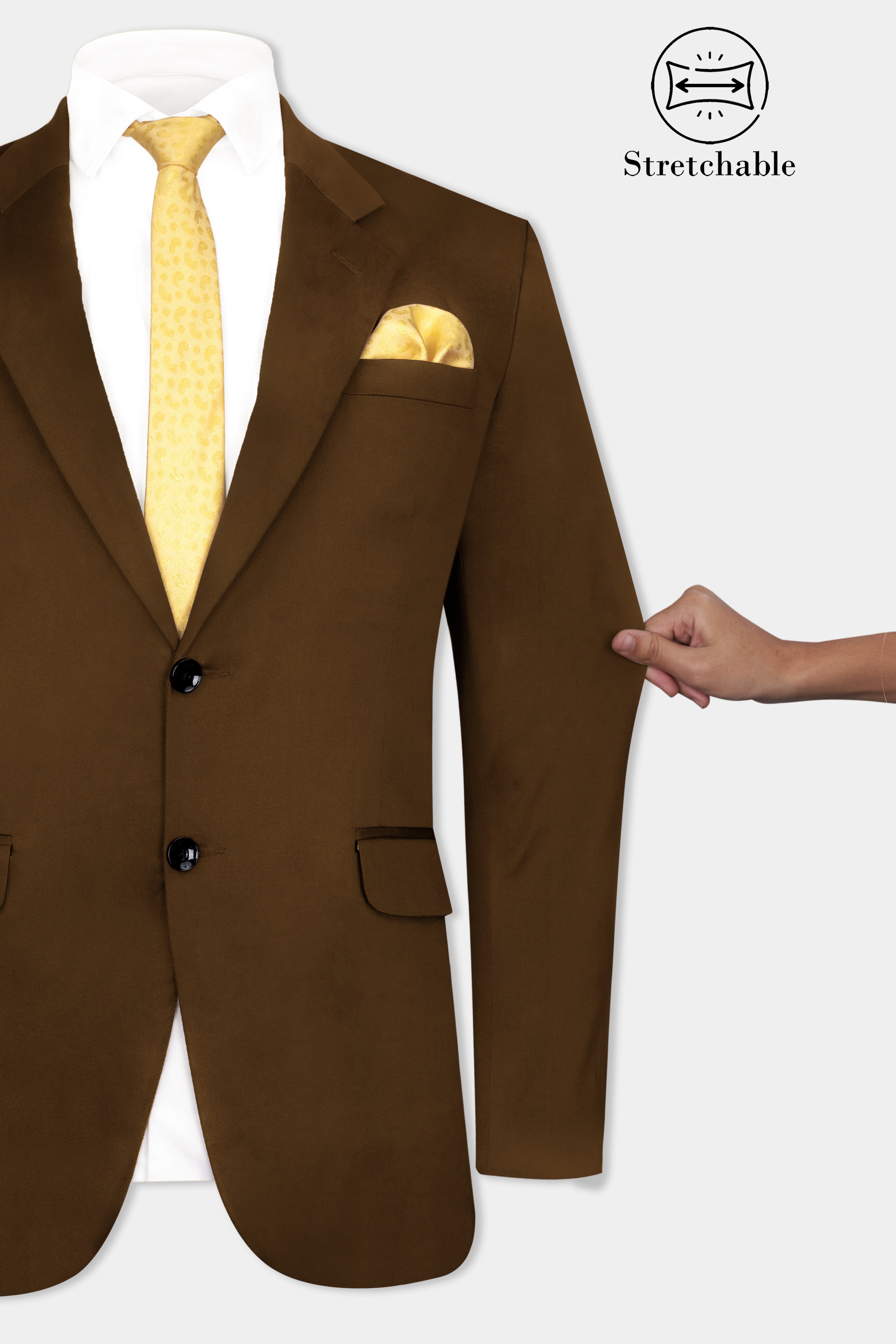 Metallic Bronze Brown Premium Cotton Stretchable Traveler Blazer BL2779-SB-36, BL2779-SB-38, BL2779-SB-40, BL2779-SB-42, BL2779-SB-44, BL2779-SB-46, BL2779-SB-48, BL2779-SB-50, BL2779-SB-52, BL2779-SB-54, BL2779-SB-56, BL2779-SB-58, BL2779-SB-60