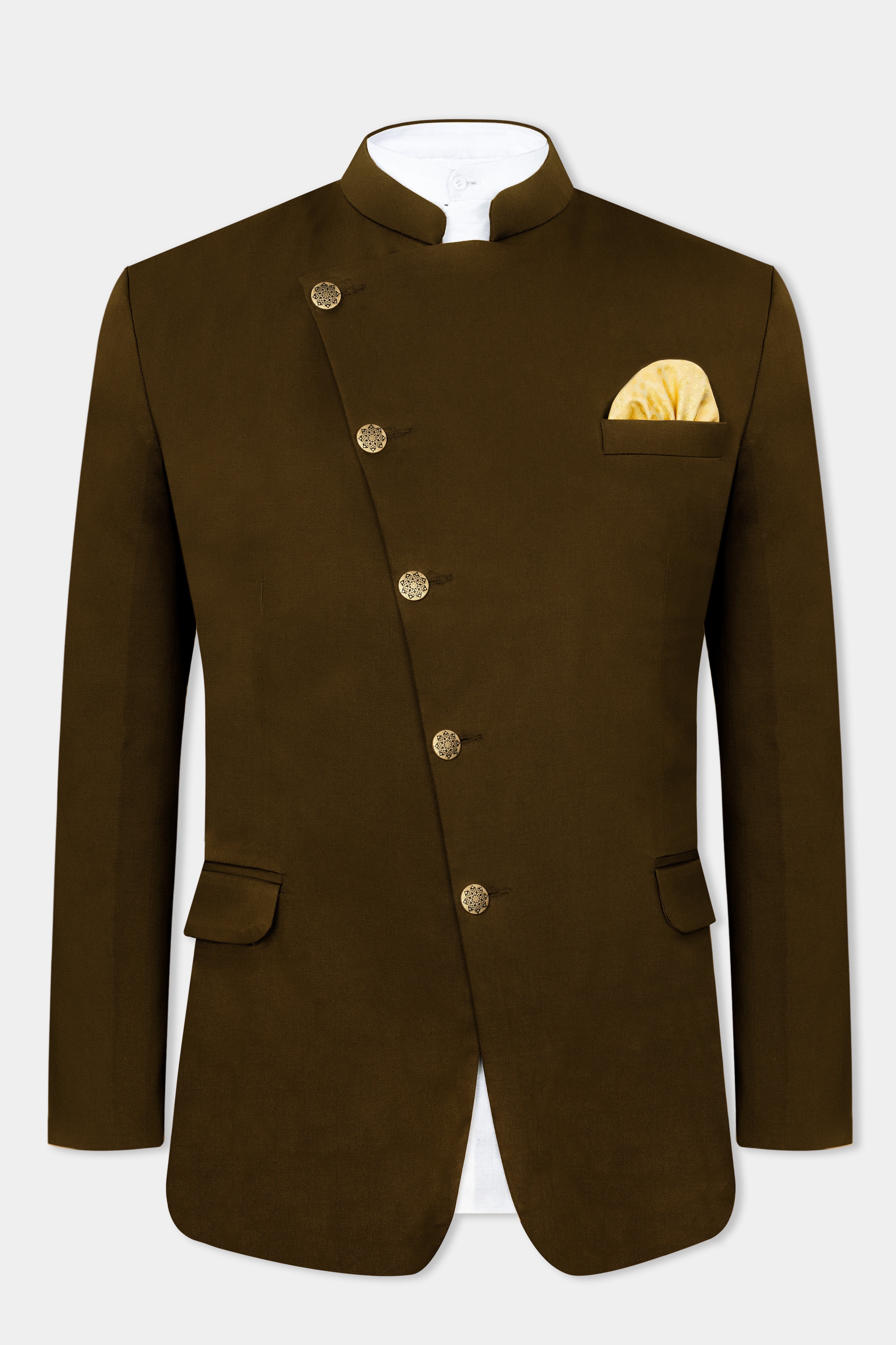 Metallic Bronze Brown Premium Cotton Cross Buttoned Bandhgala Stretchable Traveler Blazer BL2781-CBG-36, BL2781-CBG-38, BL2781-CBG-40, BL2781-CBG-42, BL2781-CBG-44, BL2781-CBG-46, BL2781-CBG-48, BL2781-CBG-50, BL2781-CBG-52, BL2781-CBG-54, BL2781-CBG-56, BL2781-CBG-58, BL2781-CBG-60