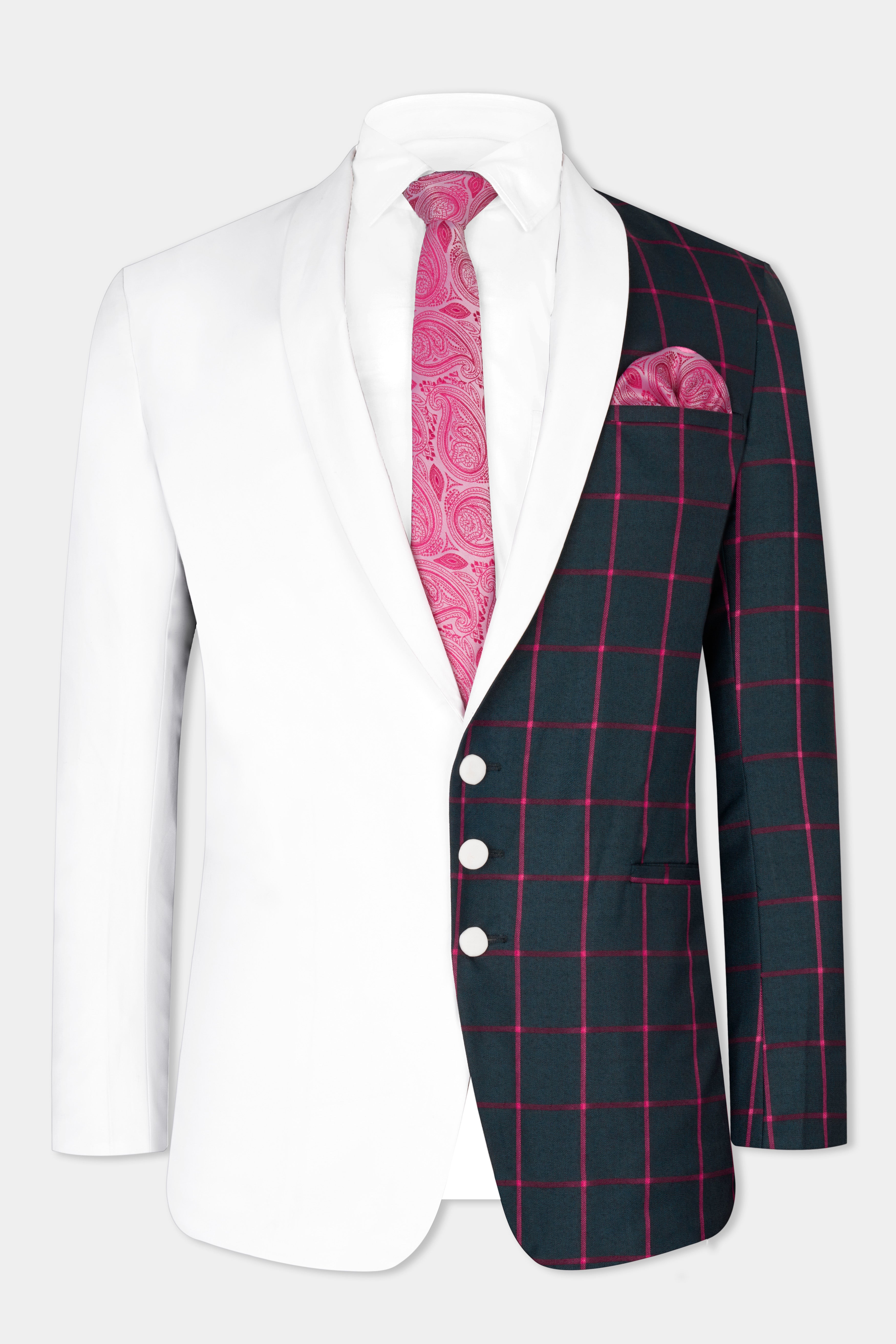 Half White and Half Windowpane Wool Rich Designer Blazer BL2843-WKL-FB-D51-36, BL2843-WKL-FB-D51-38, BL2843-WKL-FB-D51-40, BL2843-WKL-FB-D51-42, BL2843-WKL-FB-D51-44, BL2843-WKL-FB-D51-46, BL2843-WKL-FB-D51-48, BL2843-WKL-FB-D51-50, BL2843-WKL-FB-D51-52, BL2843-WKL-FB-D51-54, BL2843-WKL-FB-D51-56, BL2843-WKL-FB-D51-58, BL2843-WKL-FB-D51-60