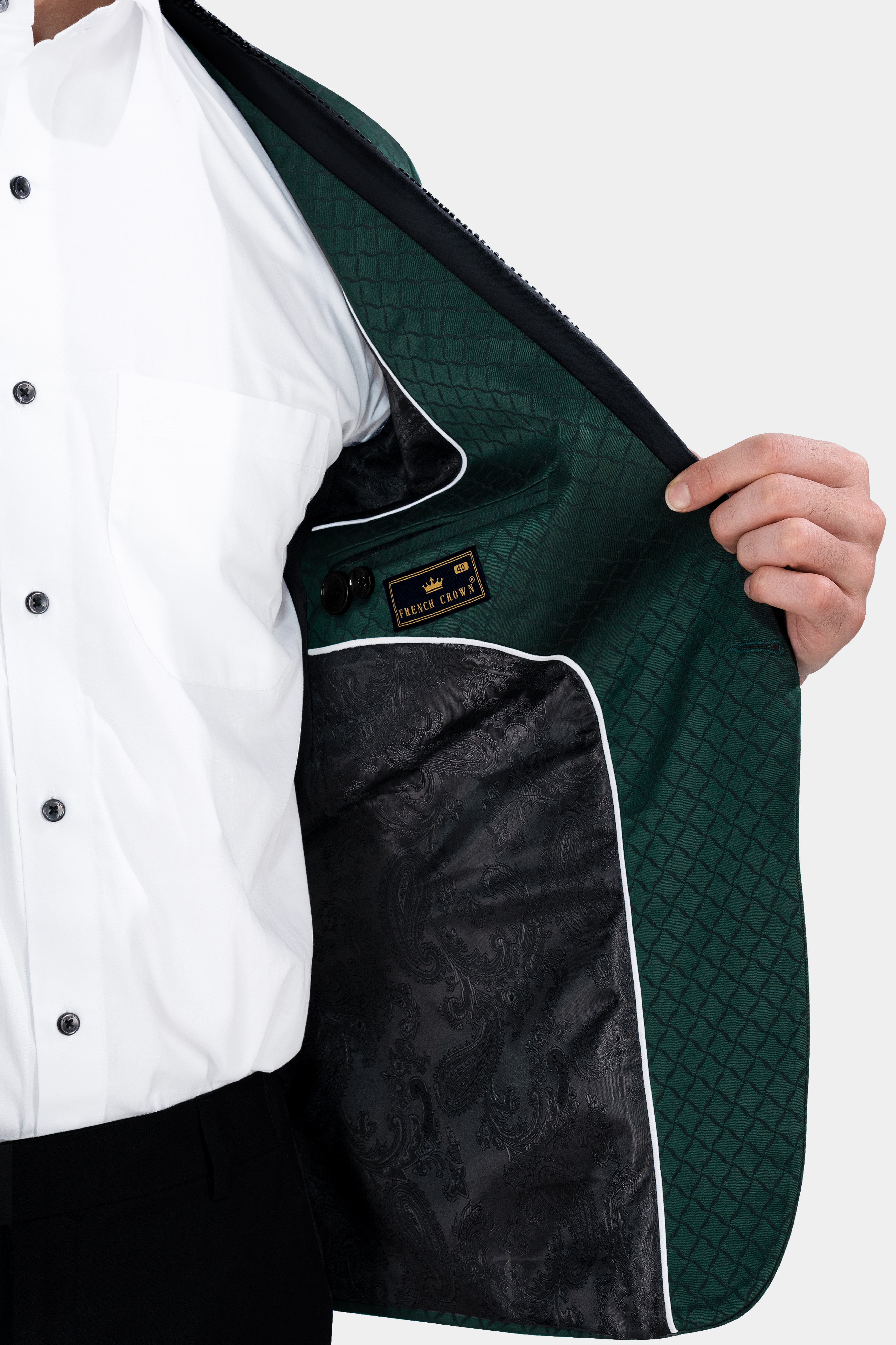 Everglade Green Jacquard Textured Designer Tuxedo Blazer BL2851-KWL-D118-36, BL2851-KWL-D118-38, BL2851-KWL-D118-40, BL2851-KWL-D118-42, BL2851-KWL-D118-44, BL2851-KWL-D118-46, BL2851-KWL-D118-48, BL2851-KWL-D118-50, BL2851-KWL-D118-52, BL2851-KWL-D118-54, BL2851-KWL-D118-56, BL2851-KWL-D118-58, BL2851-KWL-D118-60