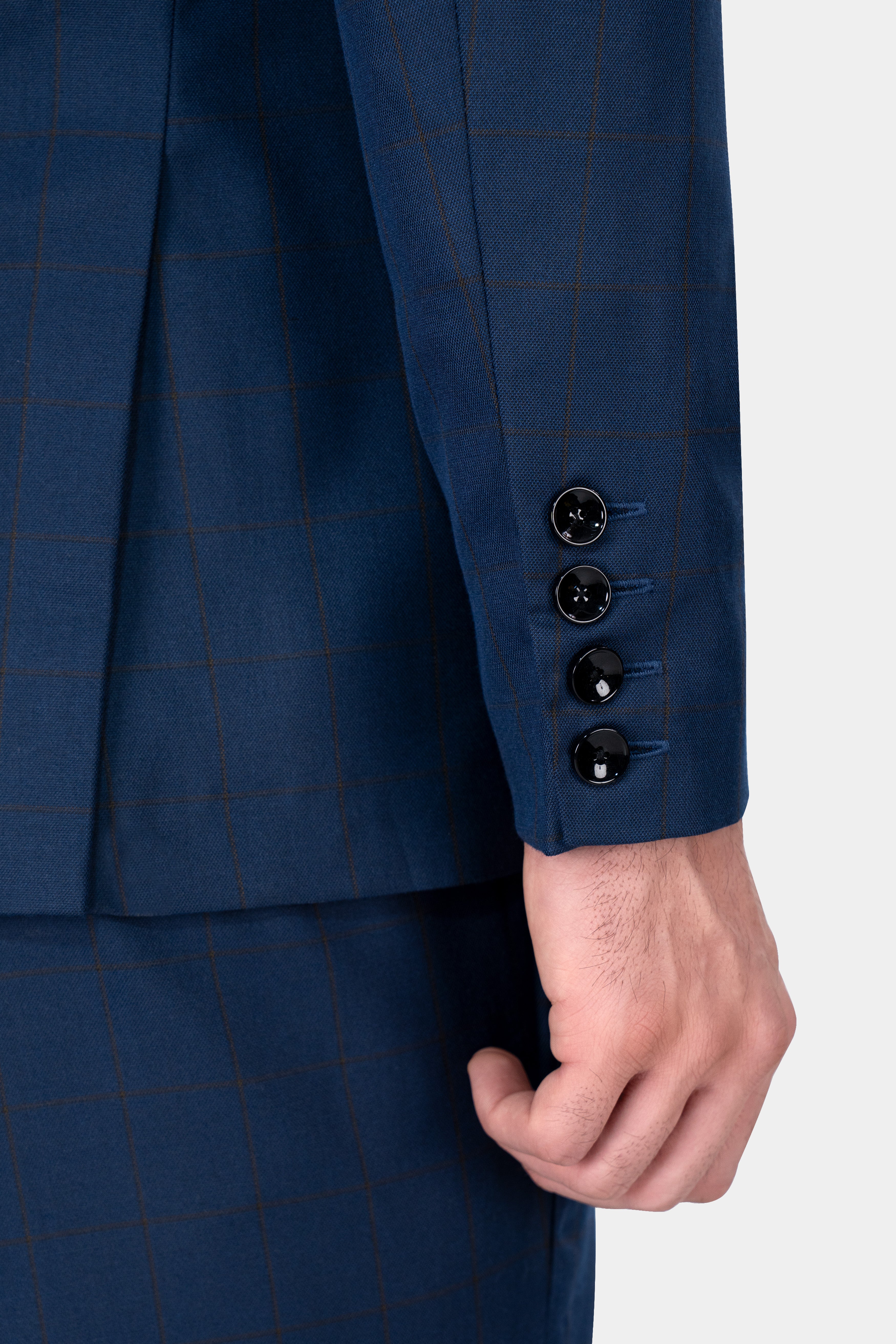 Tangaroa Blue and Subtle Black Checkered Wool Rich Blazer BL2871-SB-36, BL2871-SB-38, BL2871-SB-40, BL2871-SB-42, BL2871-SB-44, BL2871-SB-46, BL2871-SB-48, BL2871-SB-50, BL2871-SB-71, BL2871-SB-54, BL2871-SB-56, BL2871-SB-58, BL2871-SB-60