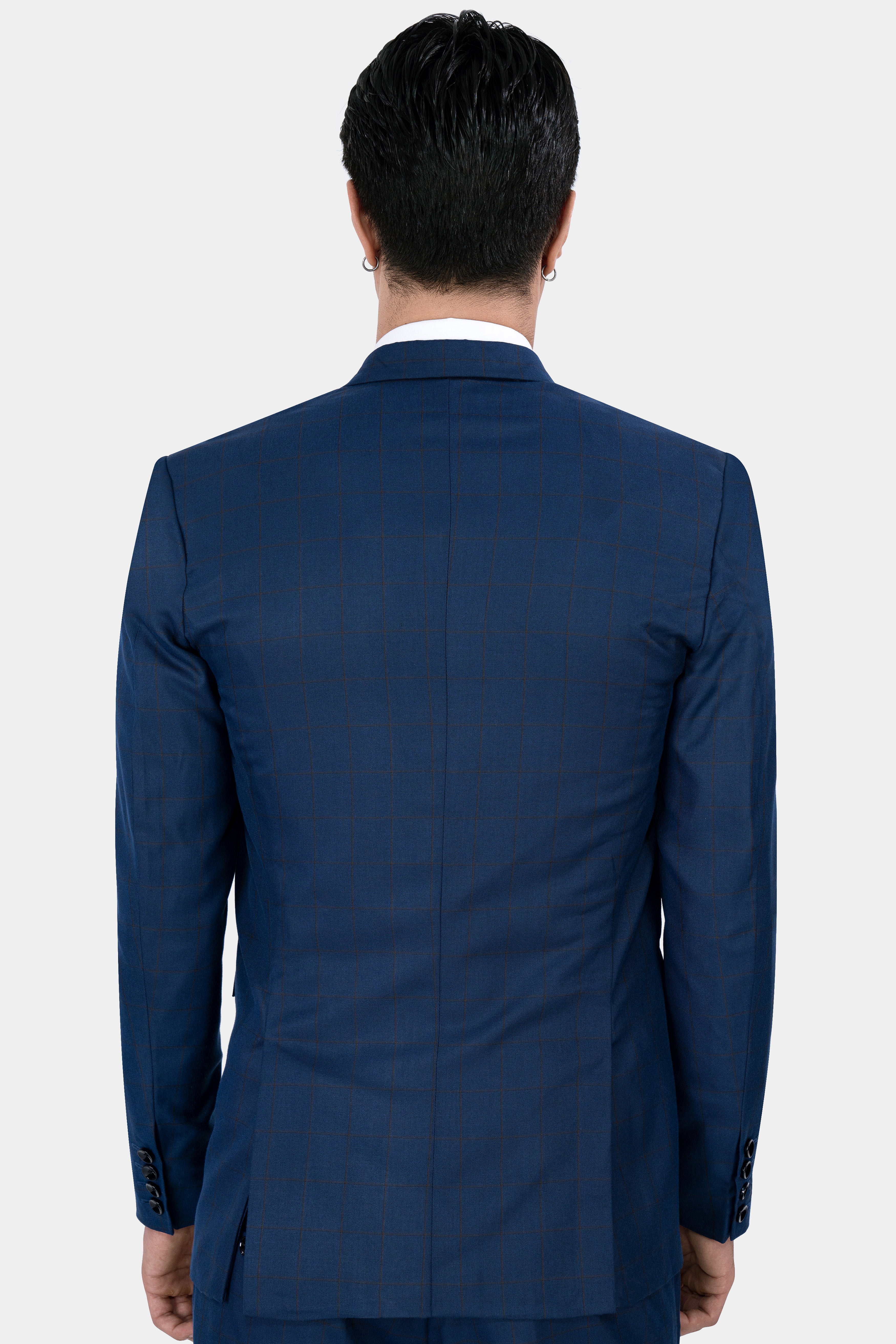 Tangaroa Blue and Subtle Black Checkered Wool Rich Blazer BL2871-SB-36, BL2871-SB-38, BL2871-SB-40, BL2871-SB-42, BL2871-SB-44, BL2871-SB-46, BL2871-SB-48, BL2871-SB-50, BL2871-SB-71, BL2871-SB-54, BL2871-SB-56, BL2871-SB-58, BL2871-SB-60