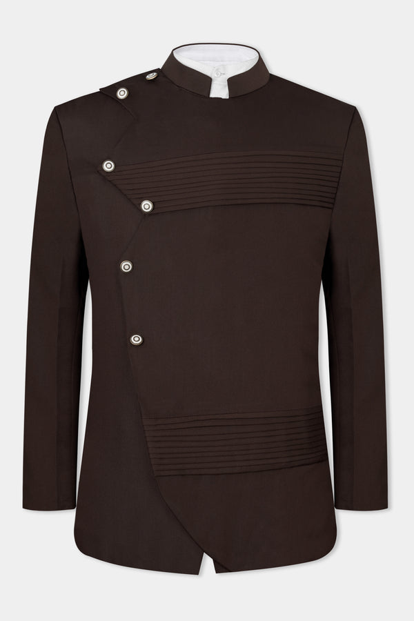 Sepia Brown Premium Cotton Bandhgala Designer Blazer