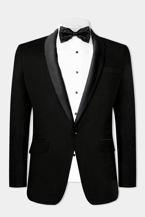 Jade Black Wool Rich Tuxedo Blazer