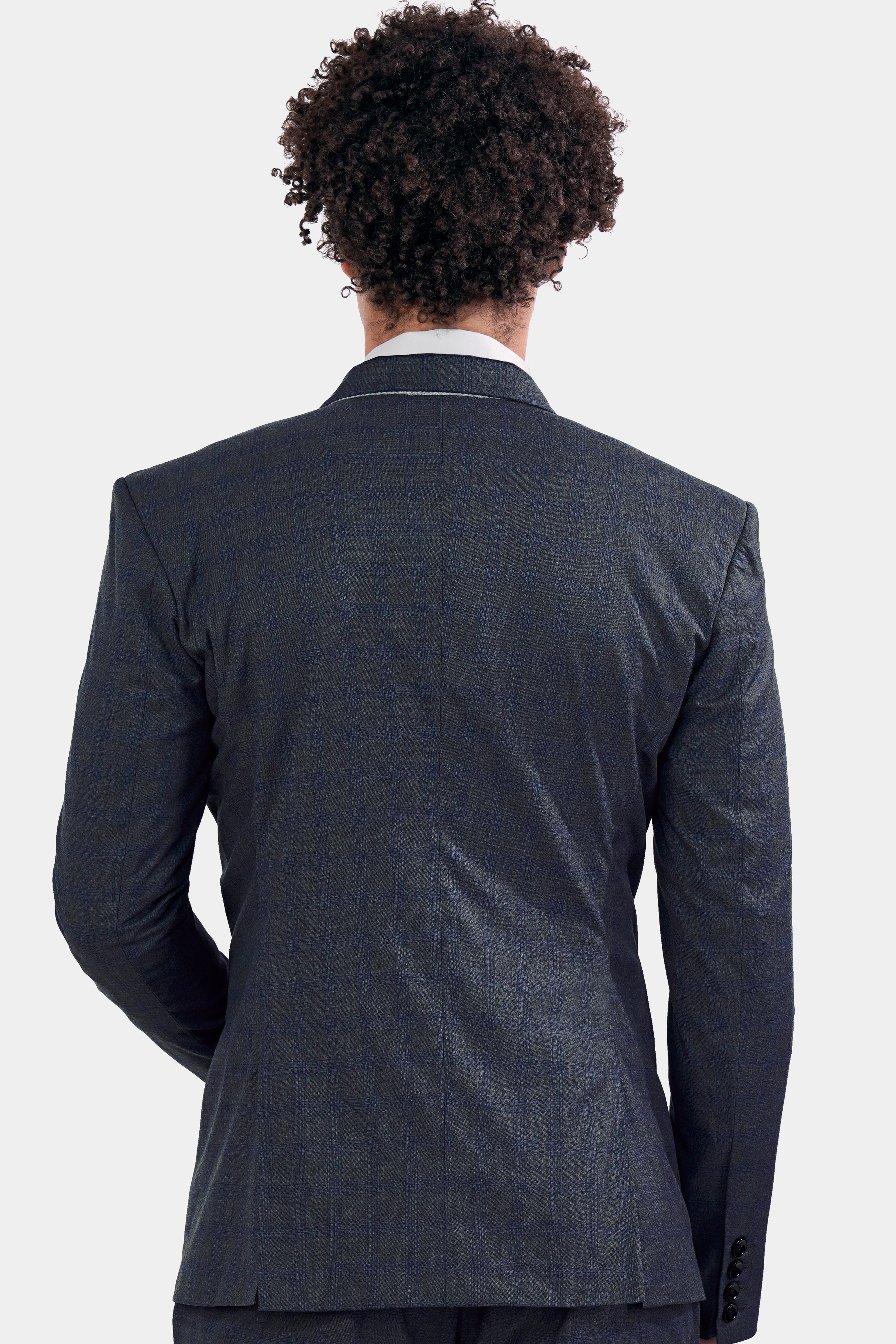 Capecod Gray and Delft Blue Subtle Checkered Wool Rich Blazer BL2905-SB-36, BL2905-SB-38, BL2905-SB-40, BL2905-SB-42, BL2905-SB-44, BL2905-SB-46, BL2905-SB-48, BL2905-SB-50, BL2905-SB-52, BL2905-SB-54, BL2905-SB-56, BL2905-SB-58, BL2905-SB-60