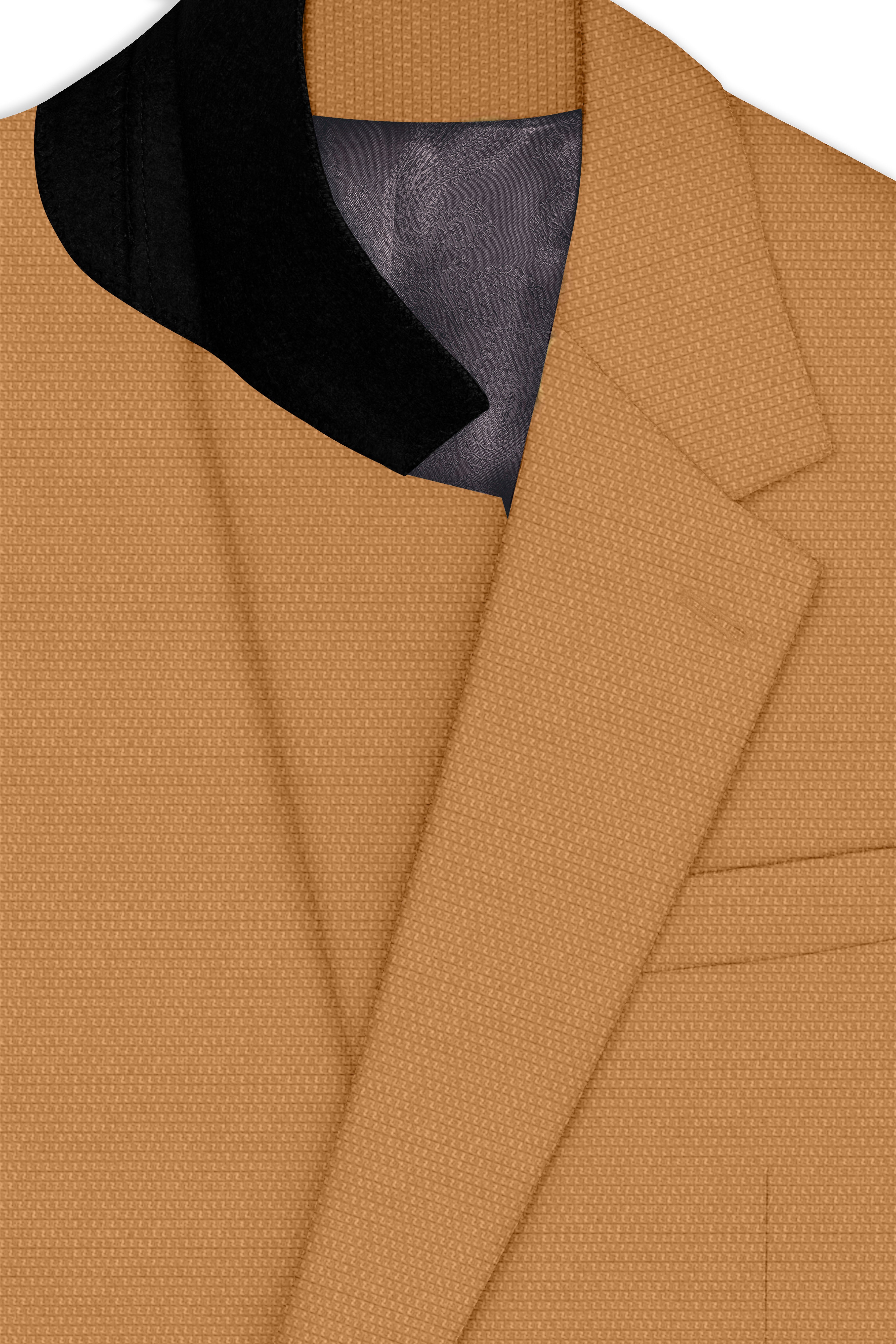 Twine Brown Dobby Textured Single Breasted Blazer