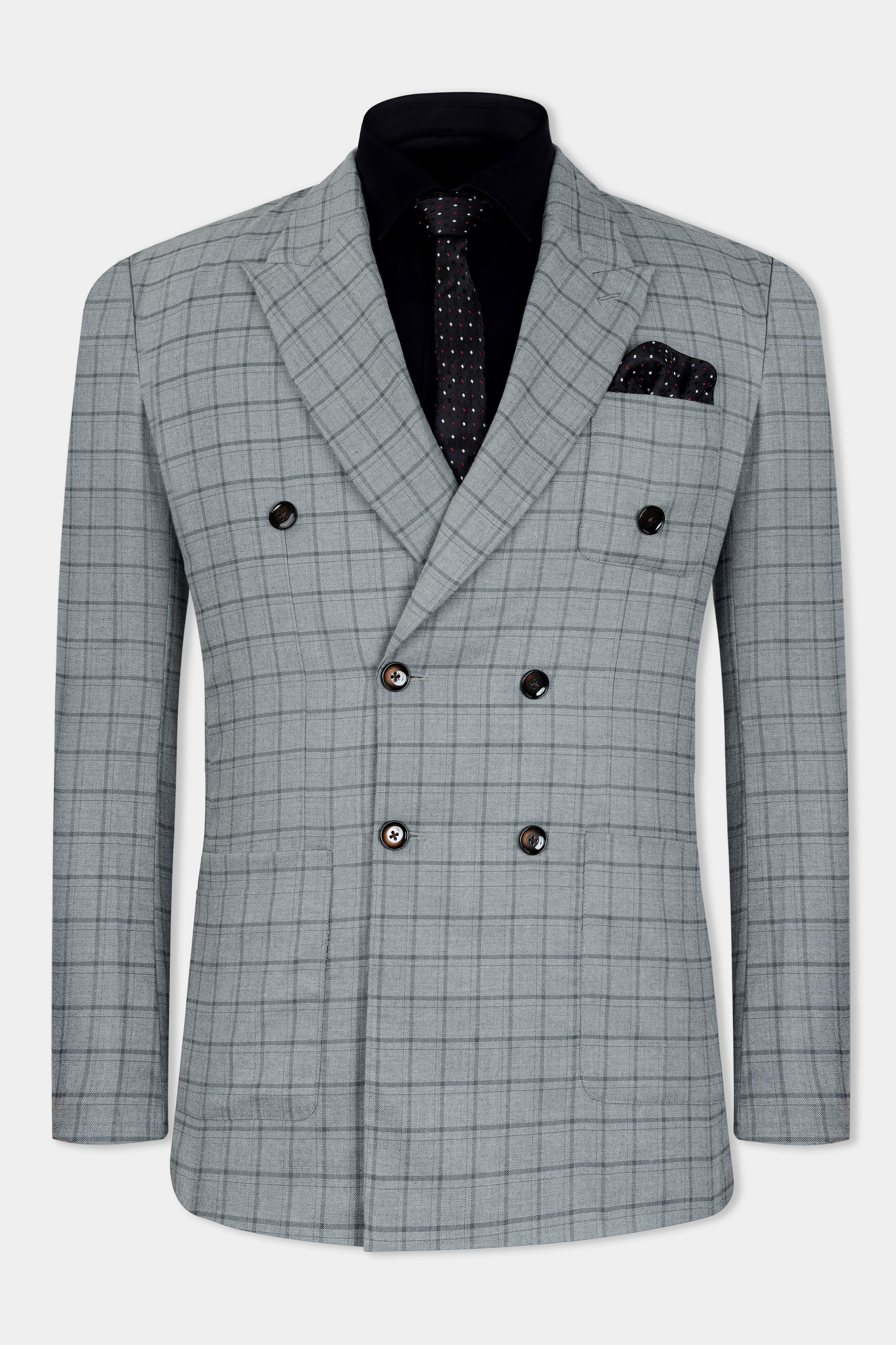 Boulder Gray Checkered Wool Rich Double Breasted Blazer BL2930-DB-PP-36, BL2930-DB-PP-38, BL2930-DB-PP-40, BL2930-DB-PP-42, BL2930-DB-PP-44, BL2930-DB-PP-46, BL2930-DB-PP-48, BL2930-DB-PP-50, BL2930-DB-PP-52, BL2930-DB-PP-54, BL2930-DB-PP-56, BL2930-DB-PP-58, BL2930-DB-PP-60