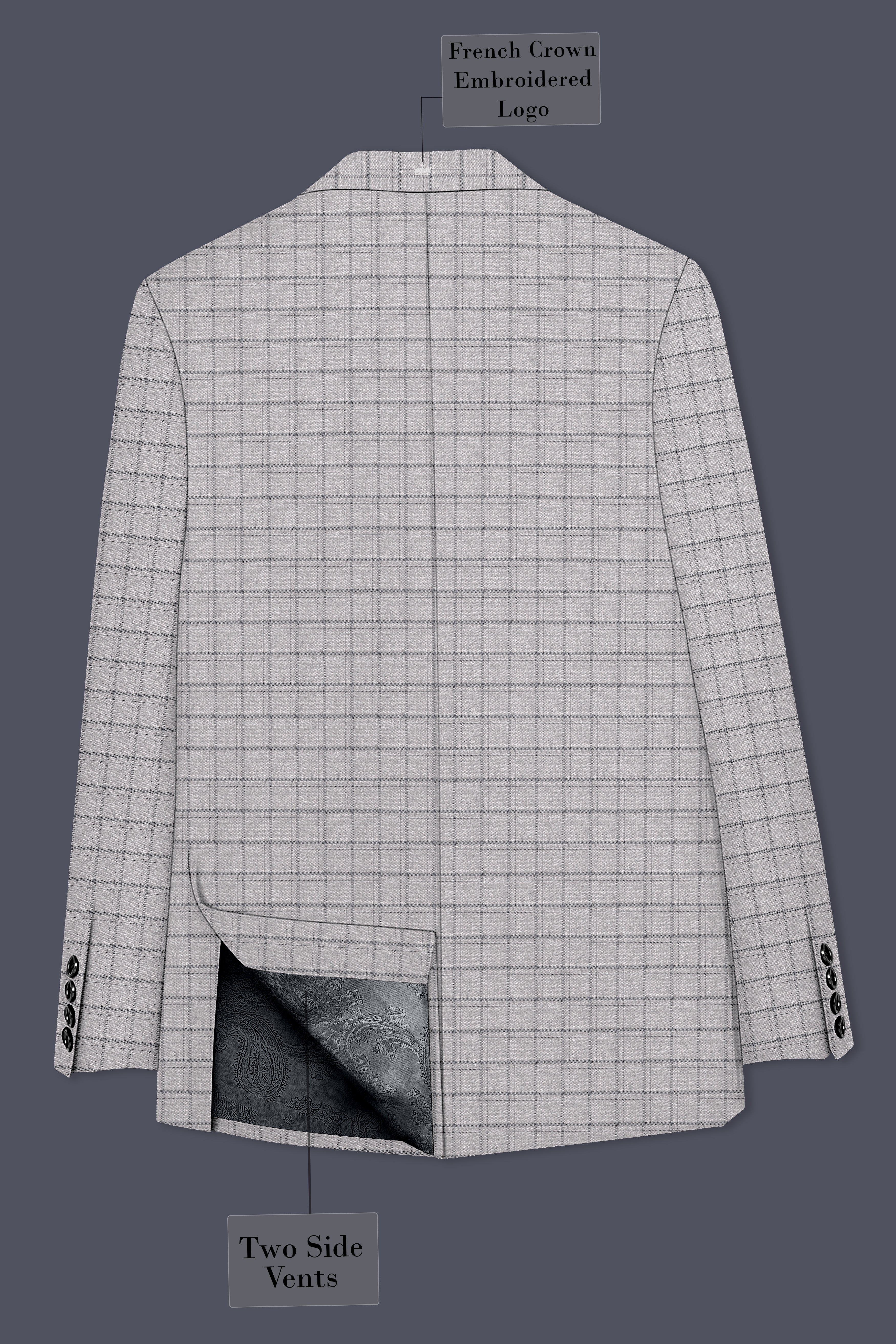 Boulder Gray Checkered Wool Rich Double Breasted Blazer