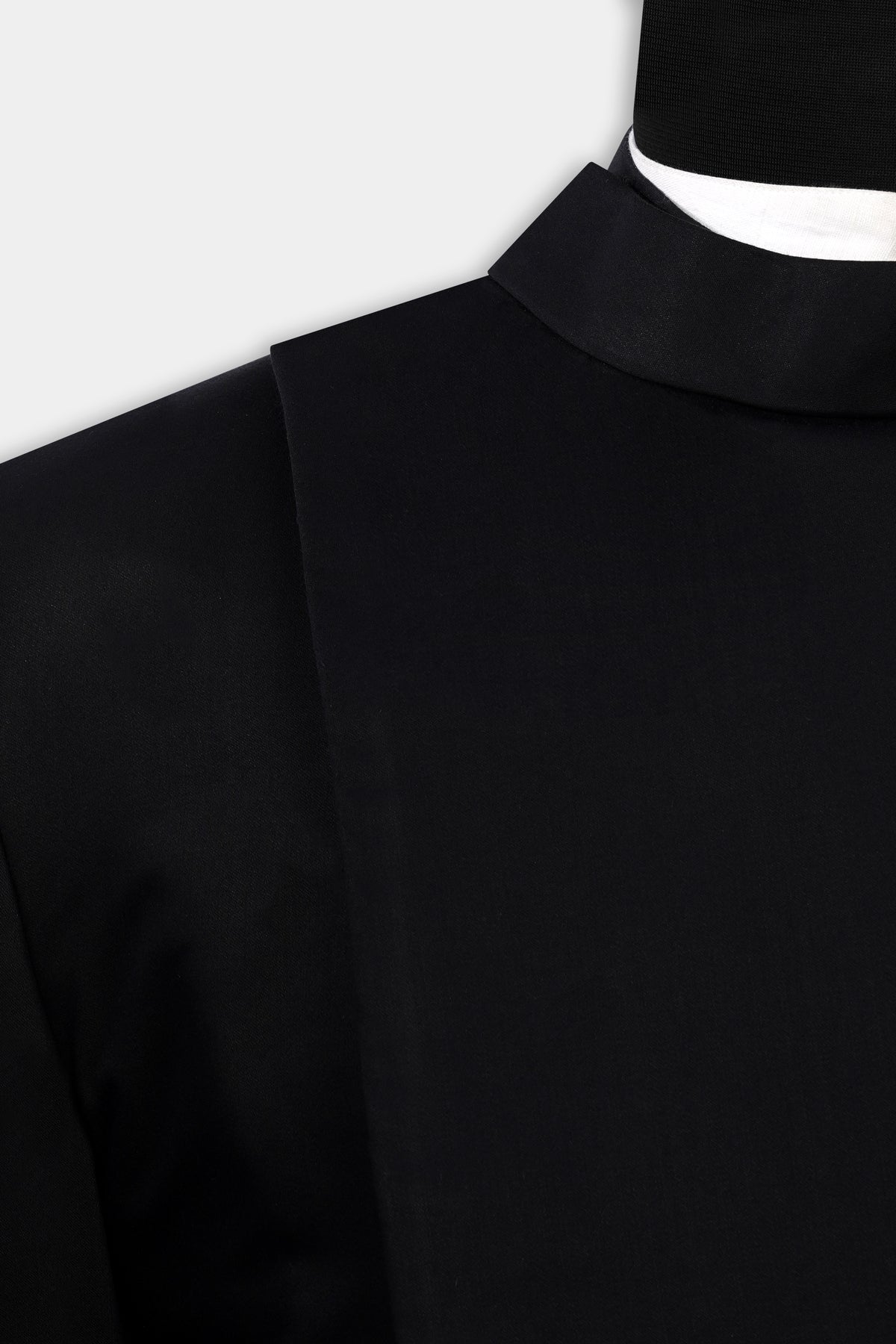 Jade Black Stretchable Wool Rich Bandhgala Designer Blazer
