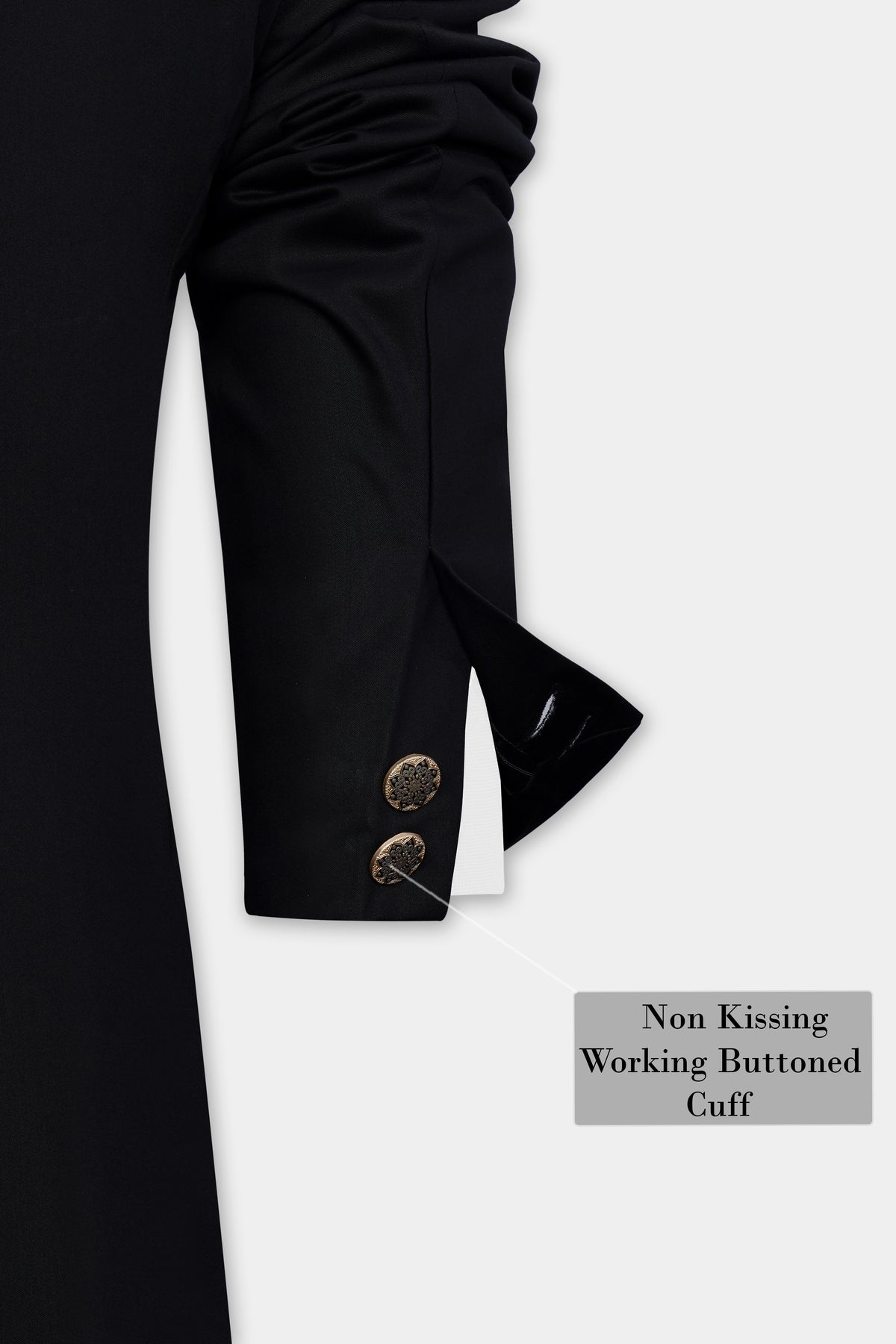 Jade Black Stretchable Wool Rich Bandhgala Designer Blazer