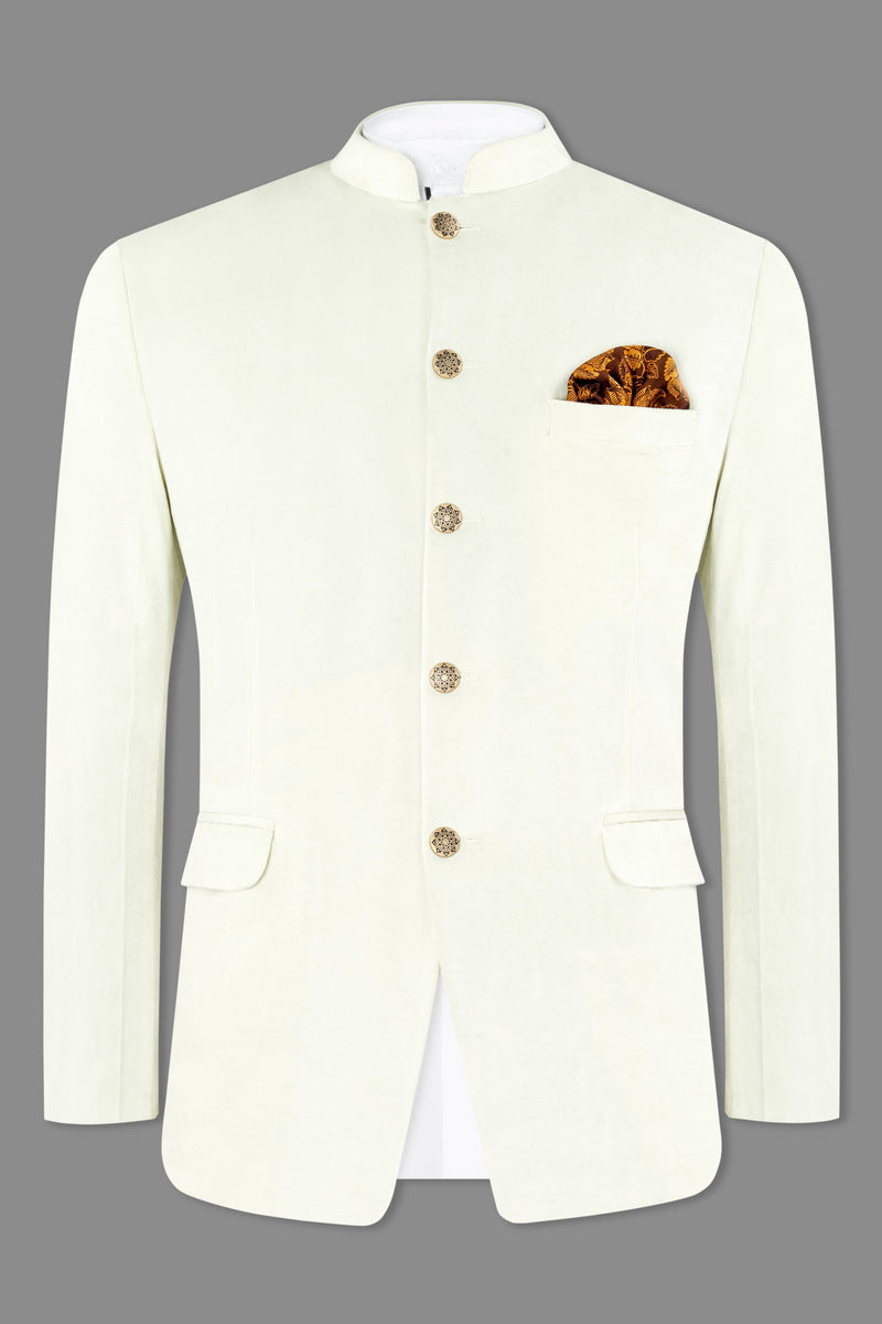 MERINO CREAM BANDHGALA VELVET BLAZER