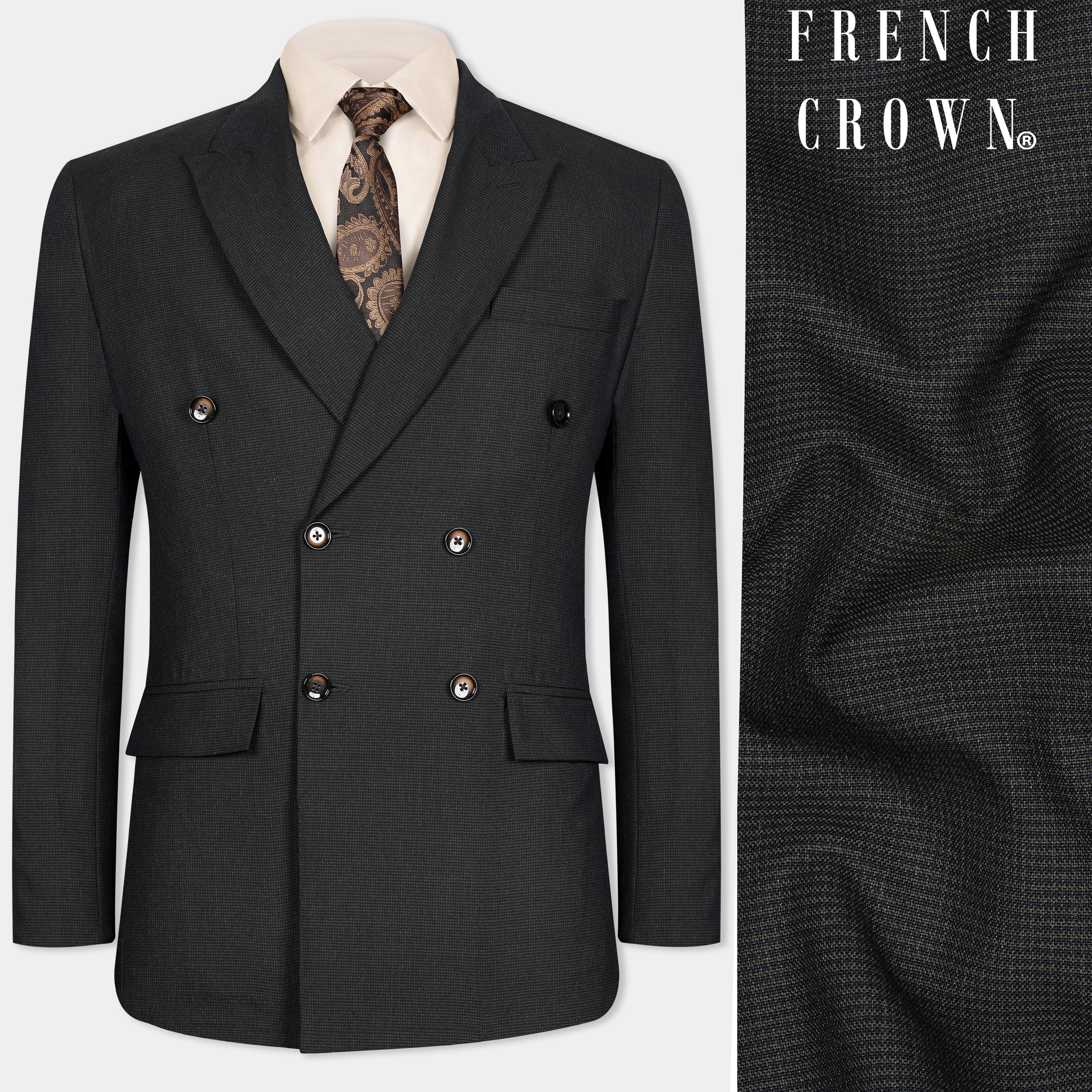【2plan】Brunch Double Coat Alanna - Crochet-Trim Double Suiting Blazer - Creme – Nanushka