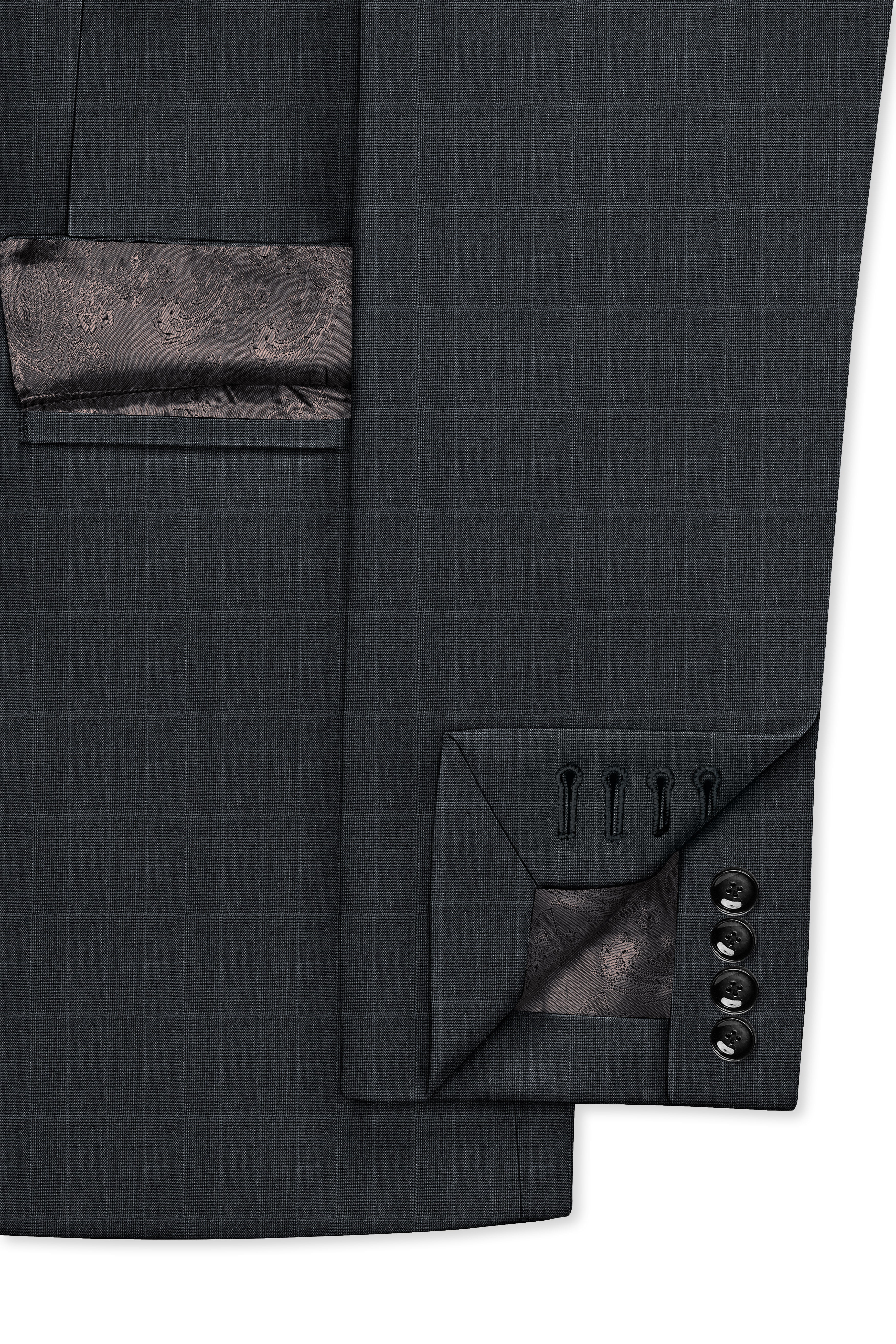 Flint Gray Subtle Checkered Wool Rich Double Breasted Blazer