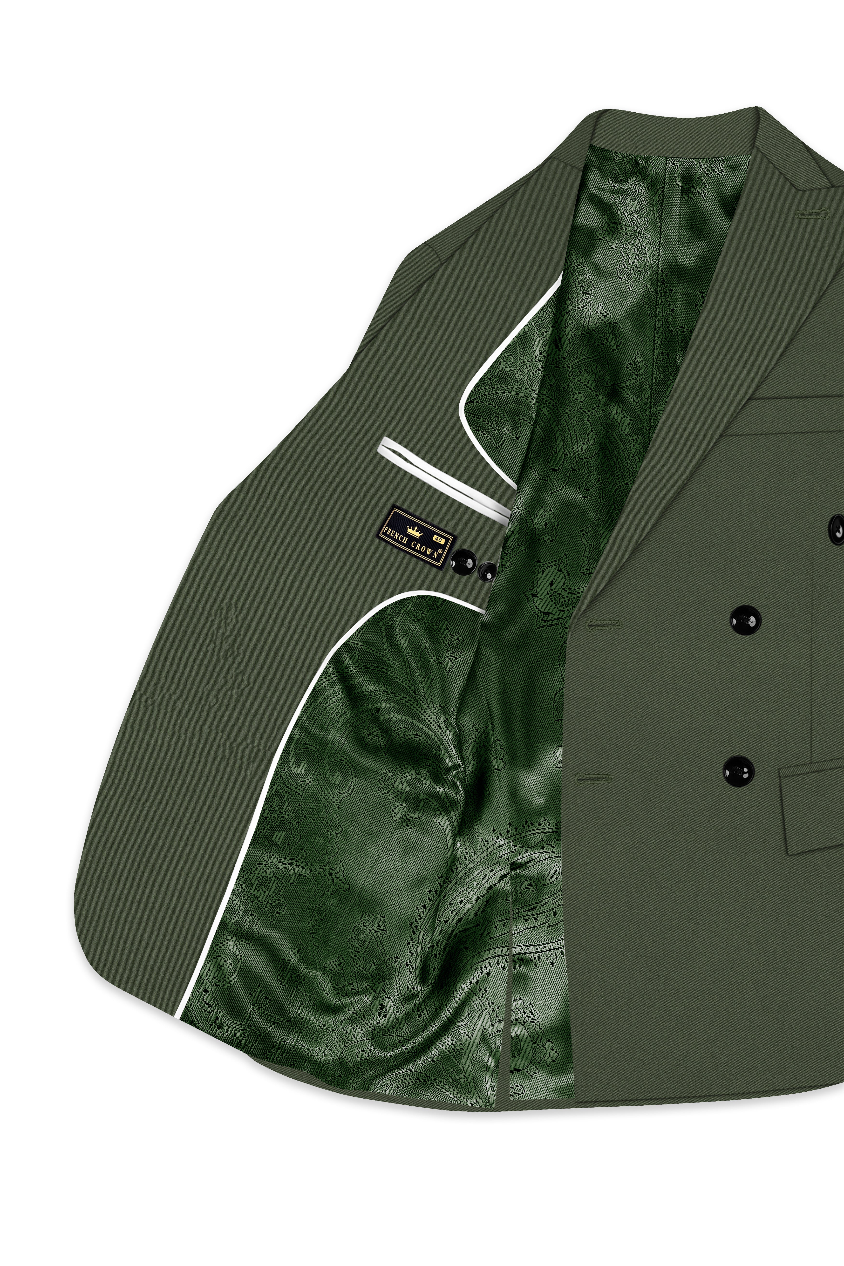Artichoke Green Wool Rich Double Breasted Blazer