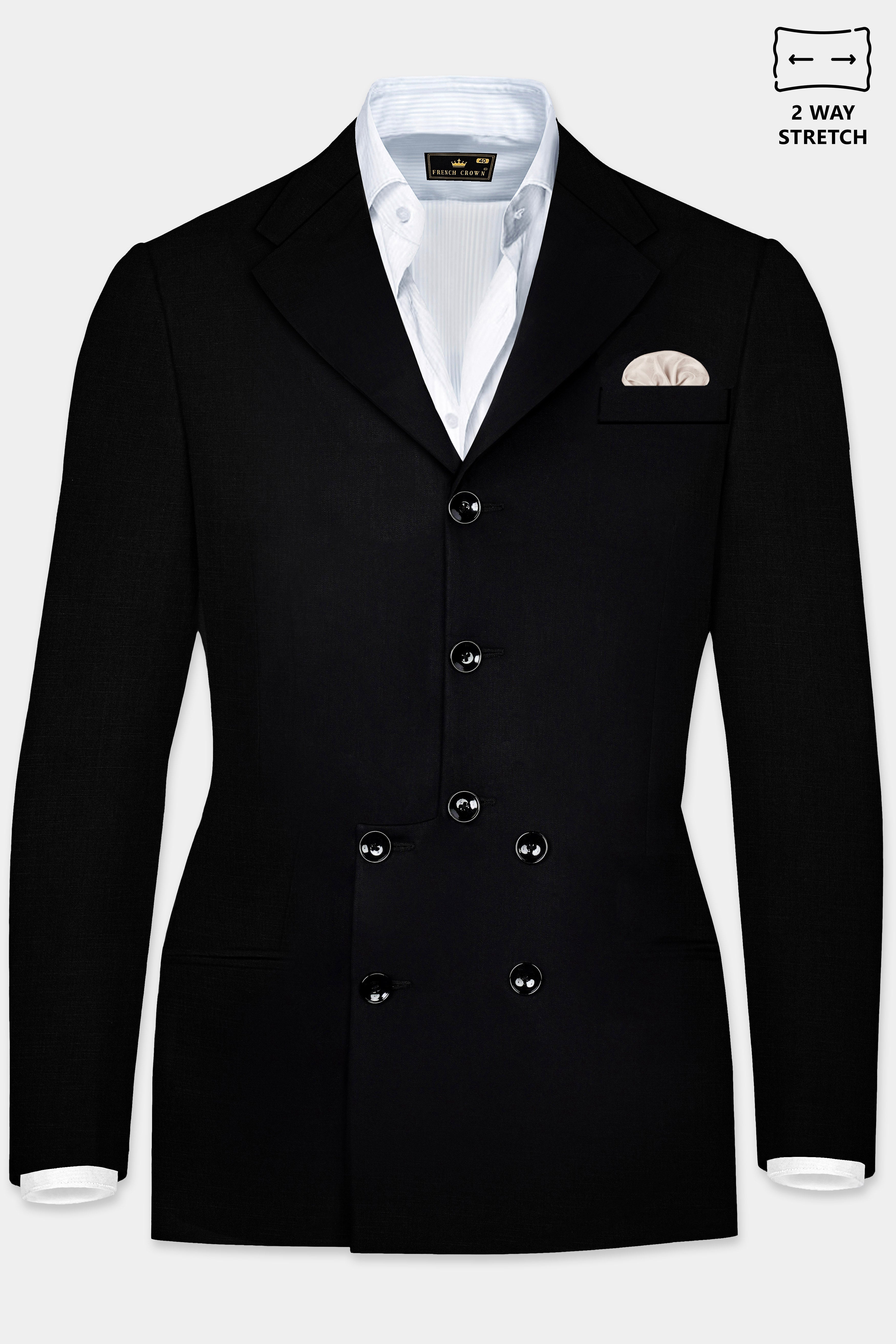 Jade Black Stretchable Wool Rich Designer Blazer