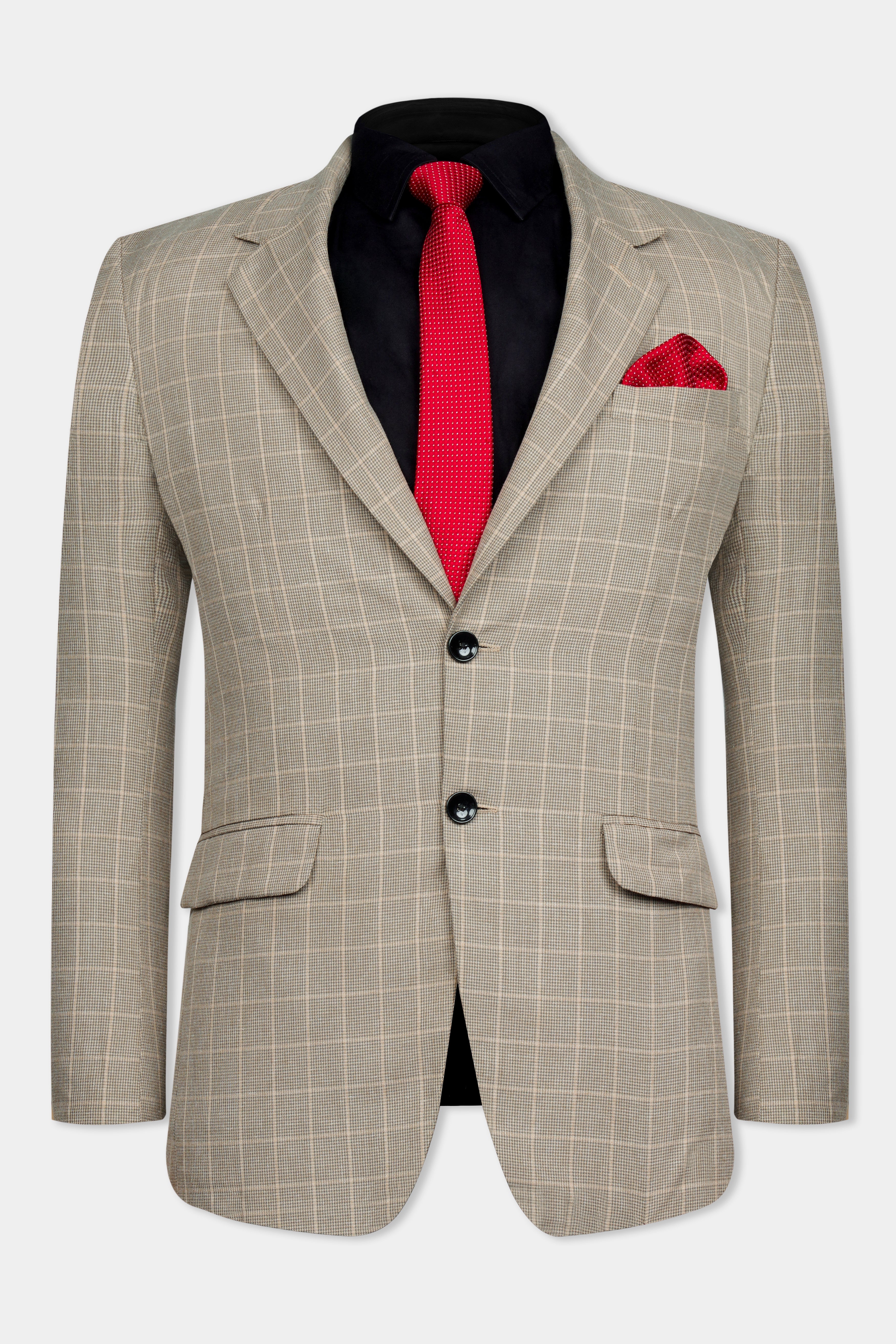 Apricot Brown Subtle Checkered Wool Rich Blazer BL3008-SB-36, BL3008-SB-38, BL3008-SB-40, BL3008-SB-42, BL3008-SB-44, BL3008-SB-46, BL3008-SB-48, BL3008-SB-50, BL3008-SB-52, BL3008-SB-54, BL3008-SB-56, BL3008-SB-58, BL3008-SB-60