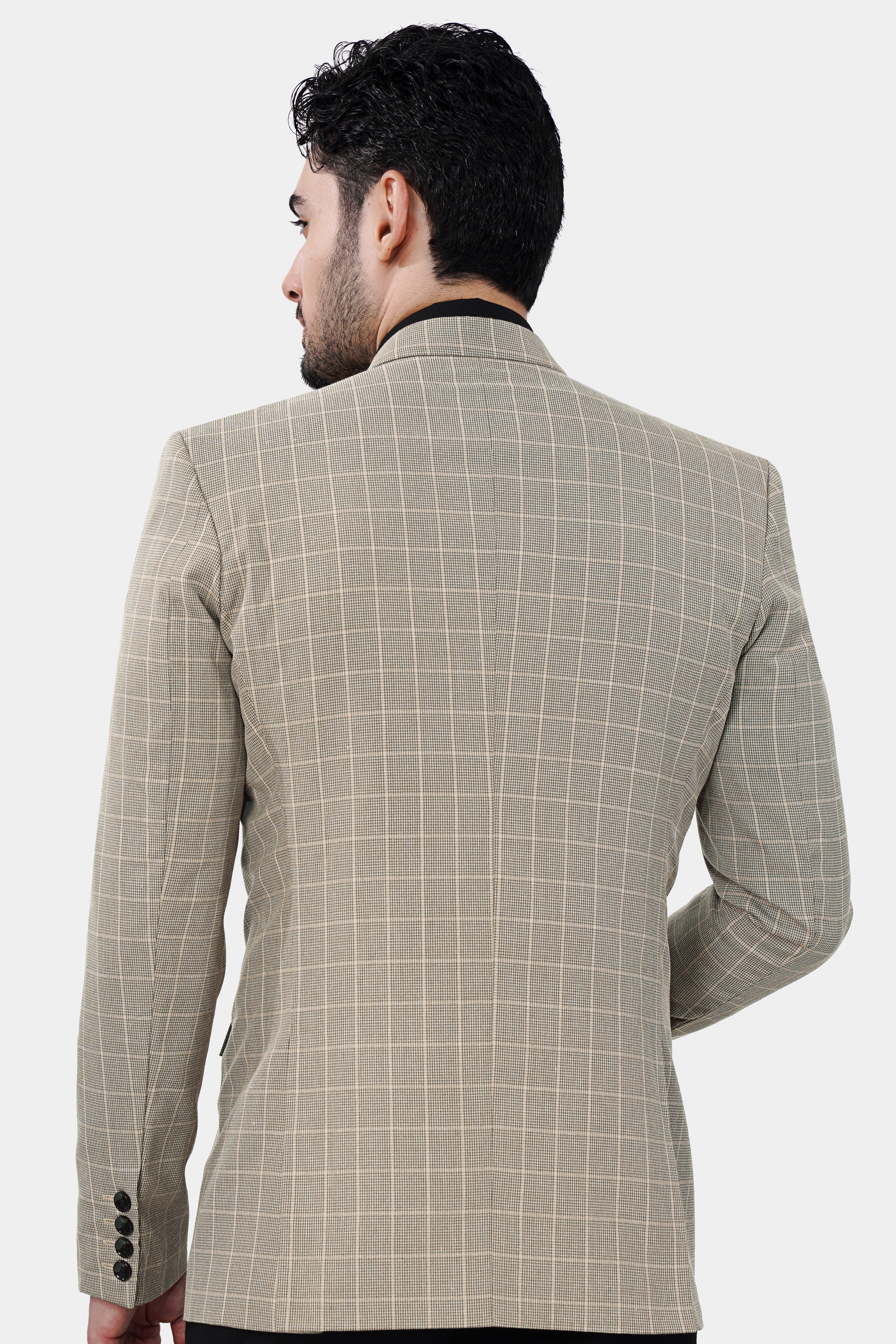 Apricot Brown Subtle Checkered Wool Rich Blazer BL3008-SB-36, BL3008-SB-38, BL3008-SB-40, BL3008-SB-42, BL3008-SB-44, BL3008-SB-46, BL3008-SB-48, BL3008-SB-50, BL3008-SB-52, BL3008-SB-54, BL3008-SB-56, BL3008-SB-58, BL3008-SB-60