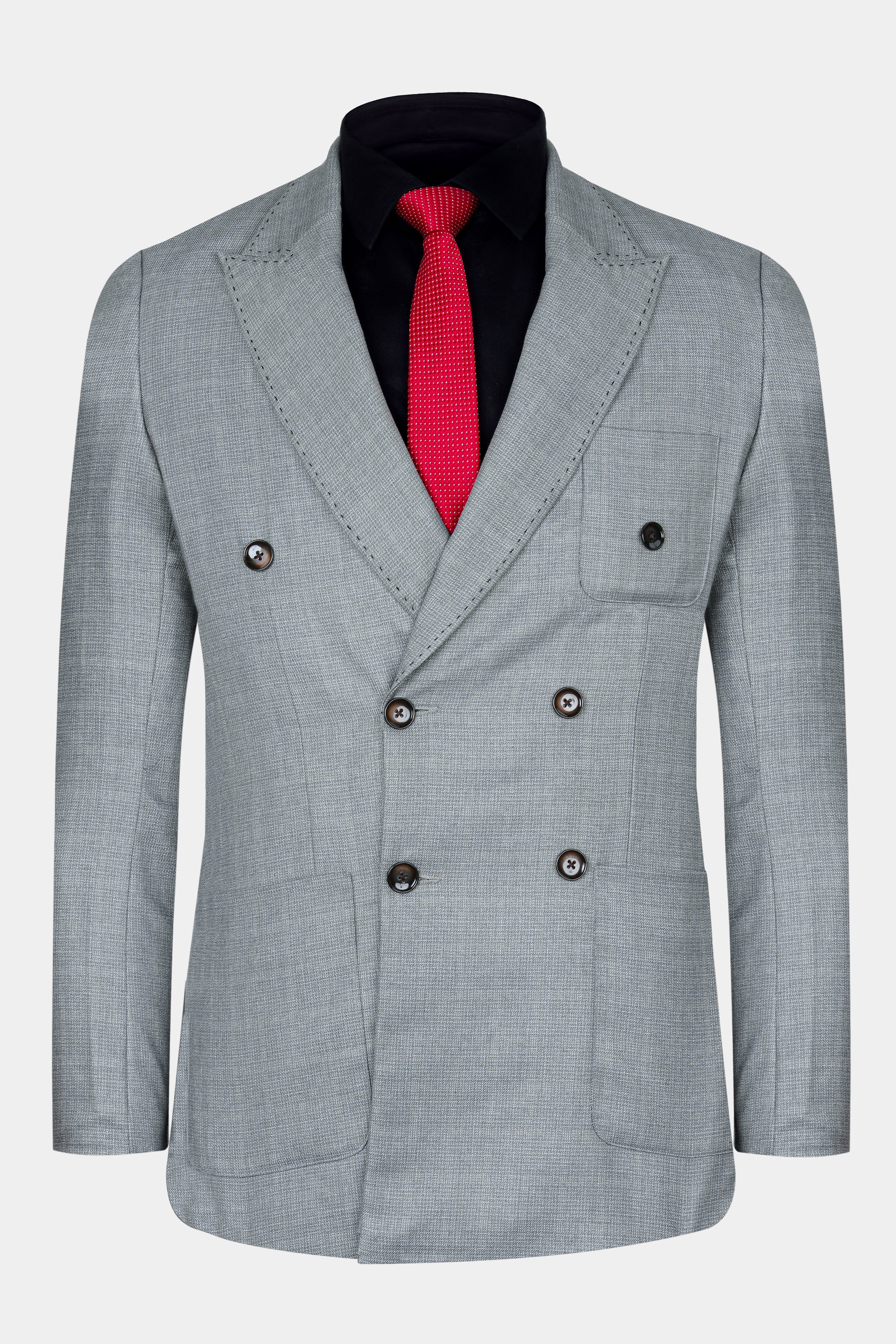 Oslo Gray Double Breasted Wool Rich Sports Blazer BL3009-DB-PP-36, BL3009-DB-PP-38, BL3009-DB-PP-40, BL3009-DB-PP-42, BL3009-DB-PP-44, BL3009-DB-PP-46, BL3009-DB-PP-48, BL3009-DB-PP-50, BL3009-DB-PP-52, BL3009-DB-PP-54, BL3009-DB-PP-56, BL3009-DB-PP-58, BL3009-DB-PP-60