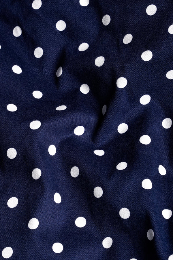 Nile Blue Polka Dotted Premium Cotton Blazer