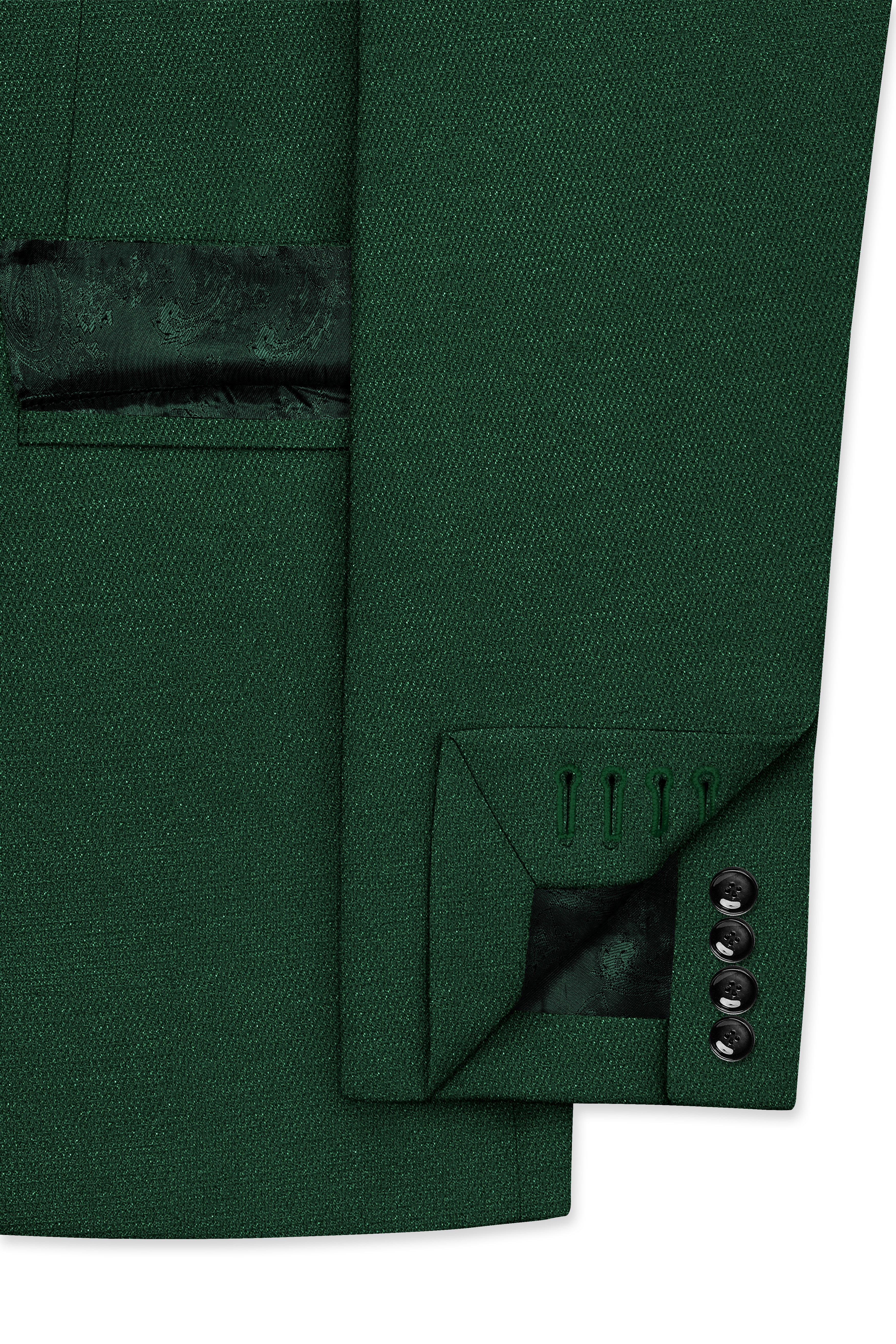 Basil Green Wool Rich Double-Breasted Blazer