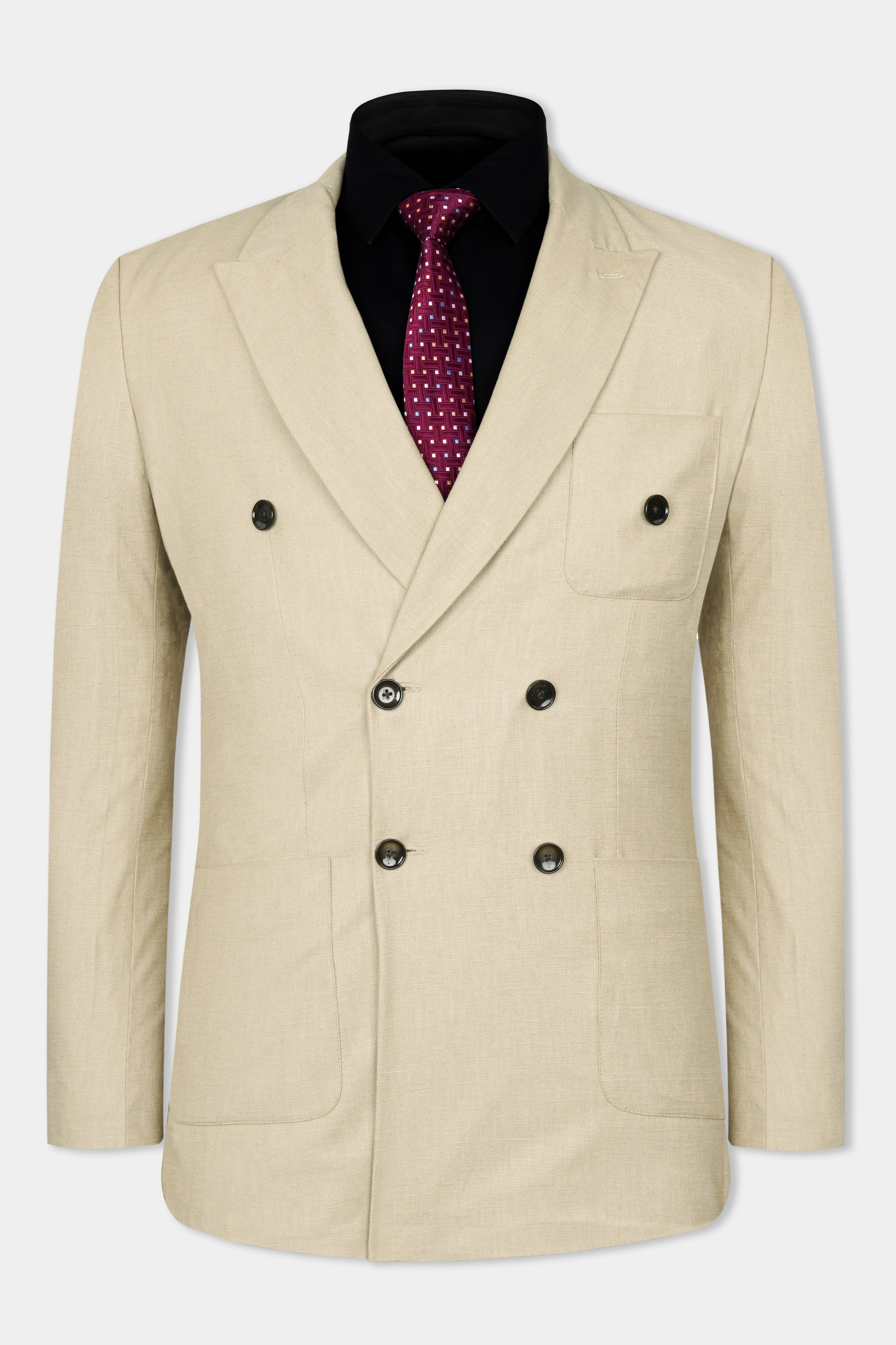 Cashmere Beige Textured Premium wool blend Double Breasted Suit