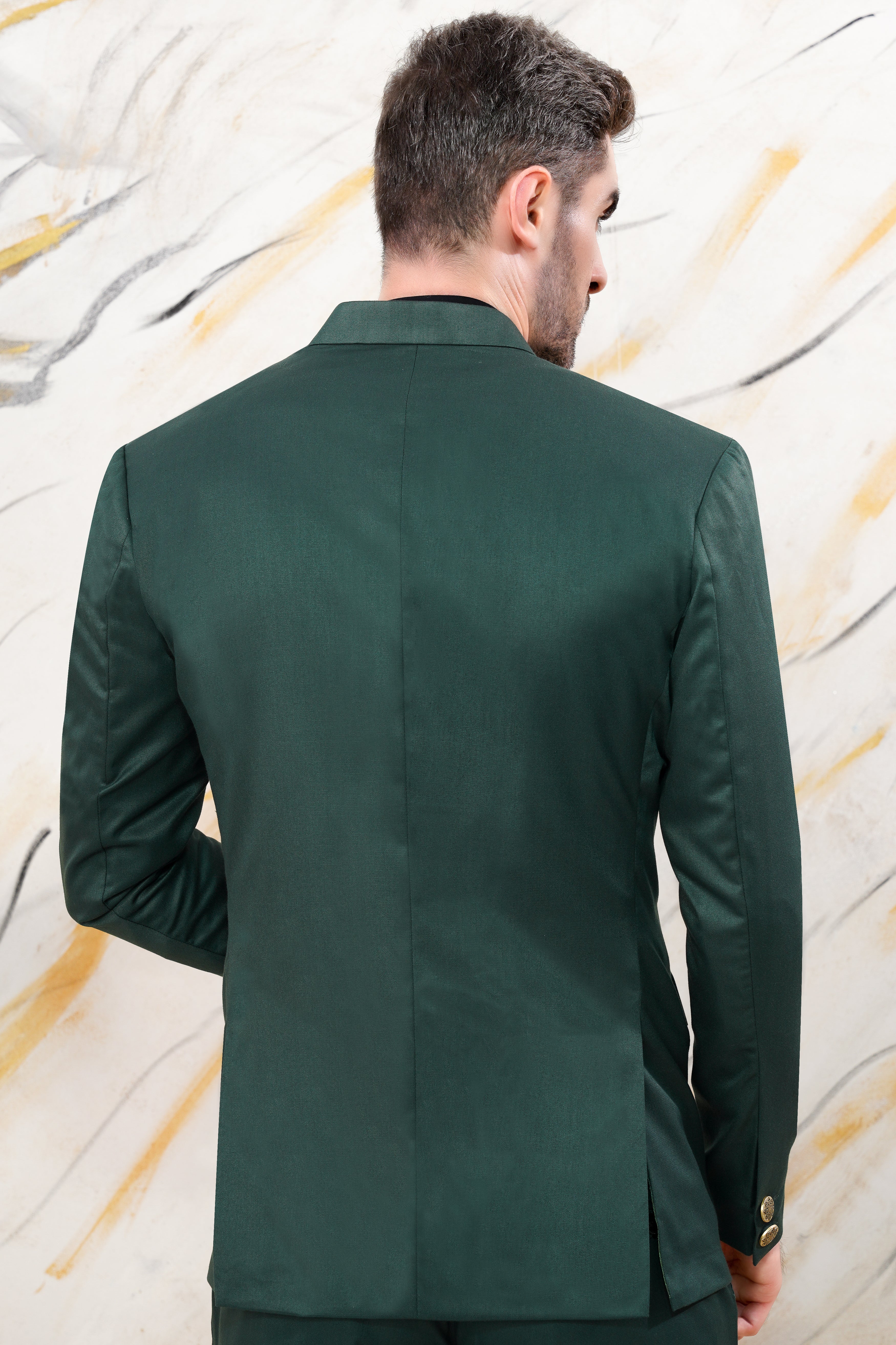 Gable Green Cross Buttoned Wool Rich Bandhgala Blazer BL3051-CBG-36, BL3051-CBG-38, BL3051-CBG-40, BL3051-CBG-42, BL3051-CBG-44, BL3051-CBG-46, BL3051-CBG-48, BL3051-CBG-50, BL3051-CBG-52, BL3051-CBG-54, BL3051-CBG-56, BL3051-CBG-58, BL3051-CBG-60