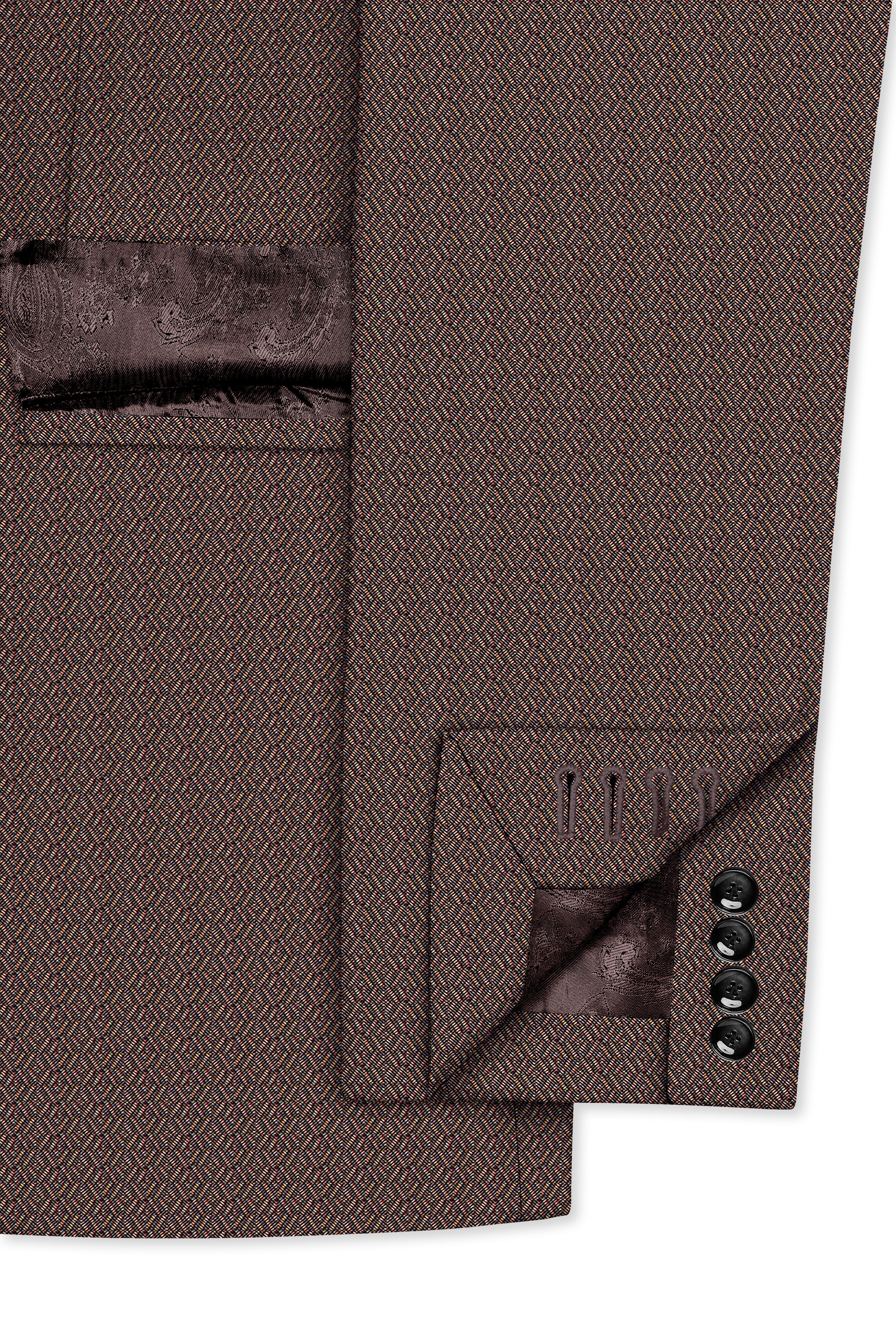 Hemp Brown Cross Placket Wool Rich Bandhgala Blazer