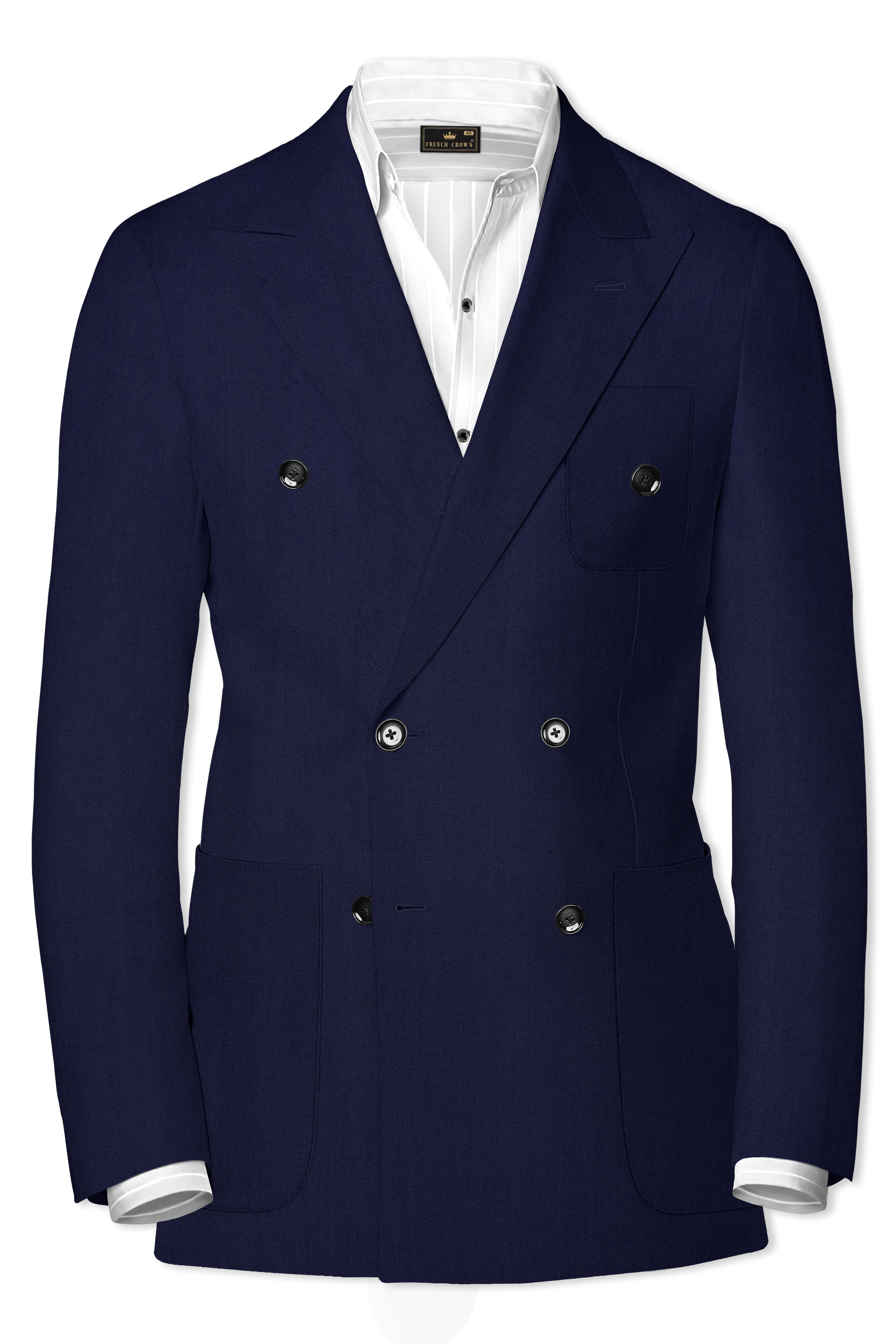 Cinder Blue Wool Rich Double Breasted Sports Blazer